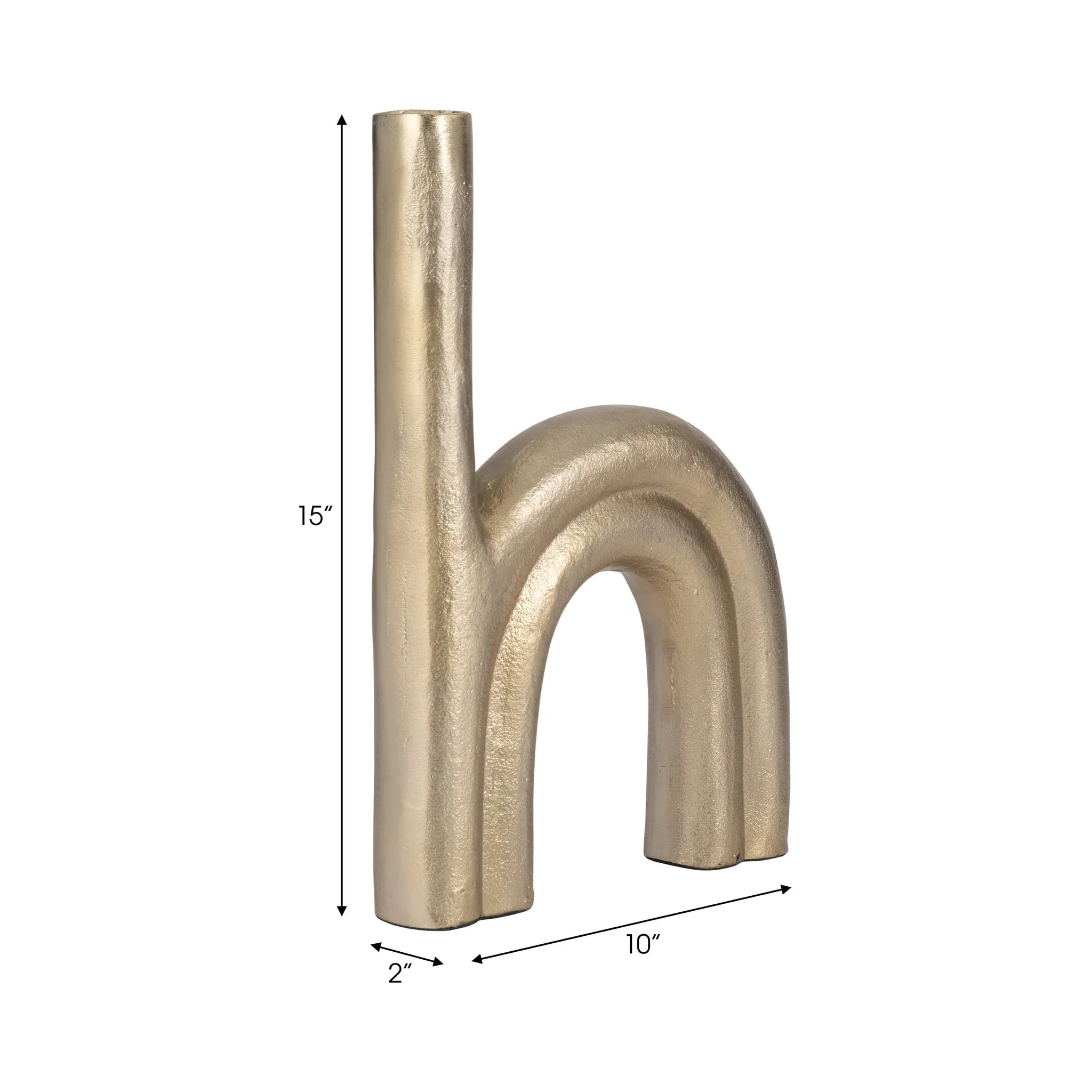 Metal, 15" Double Arch Vase, Champagne - Image 9
