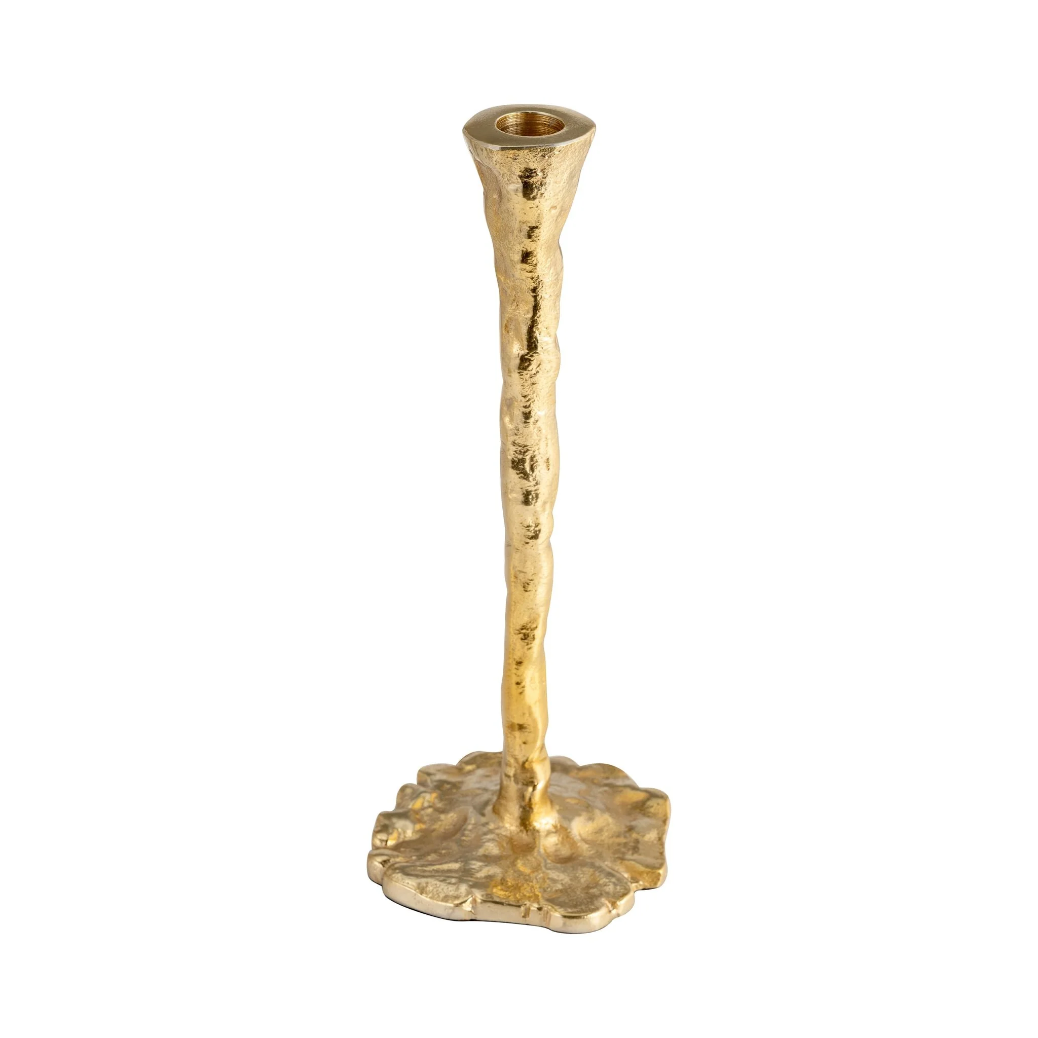 Metal, 15" Forged Taper Candleholder, Gold - Image 2