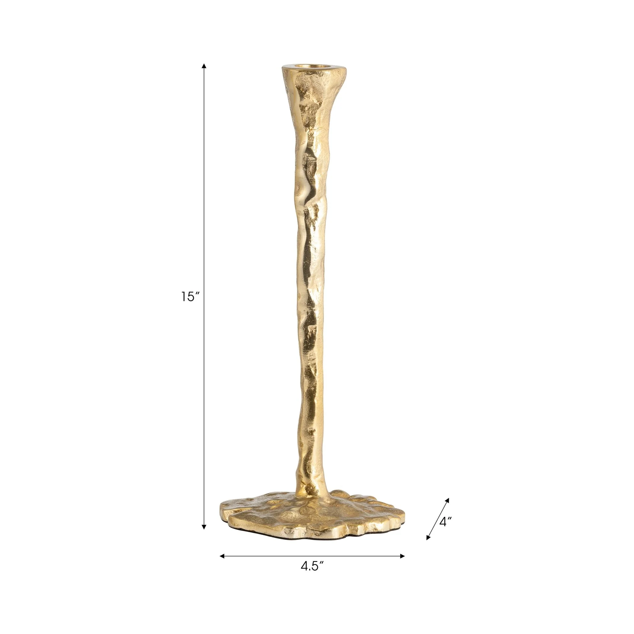 Metal, 15" Forged Taper Candleholder, Gold - Image 7