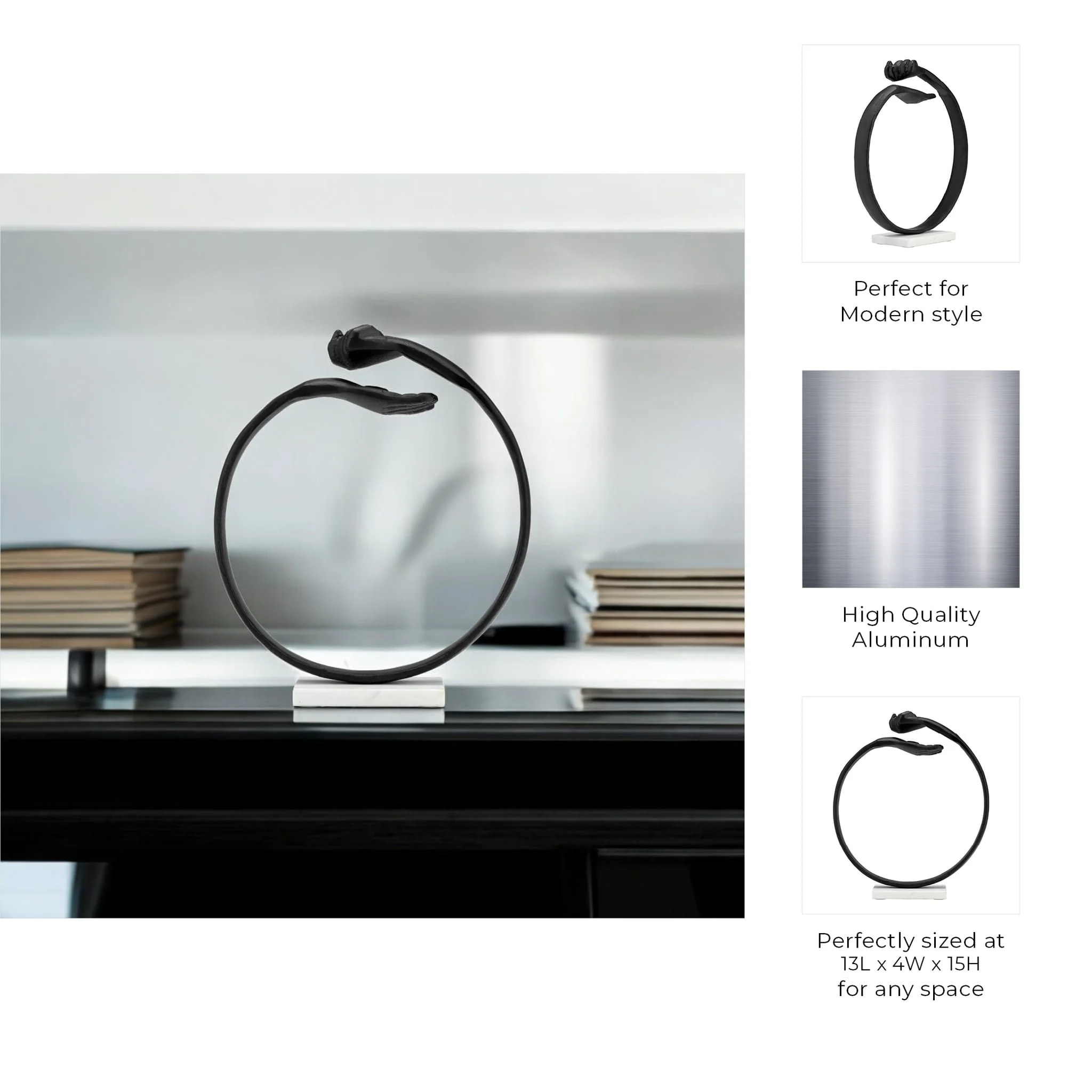 Metal,15" Hand Ring On Base Sculpt ,black/white - Image 10
