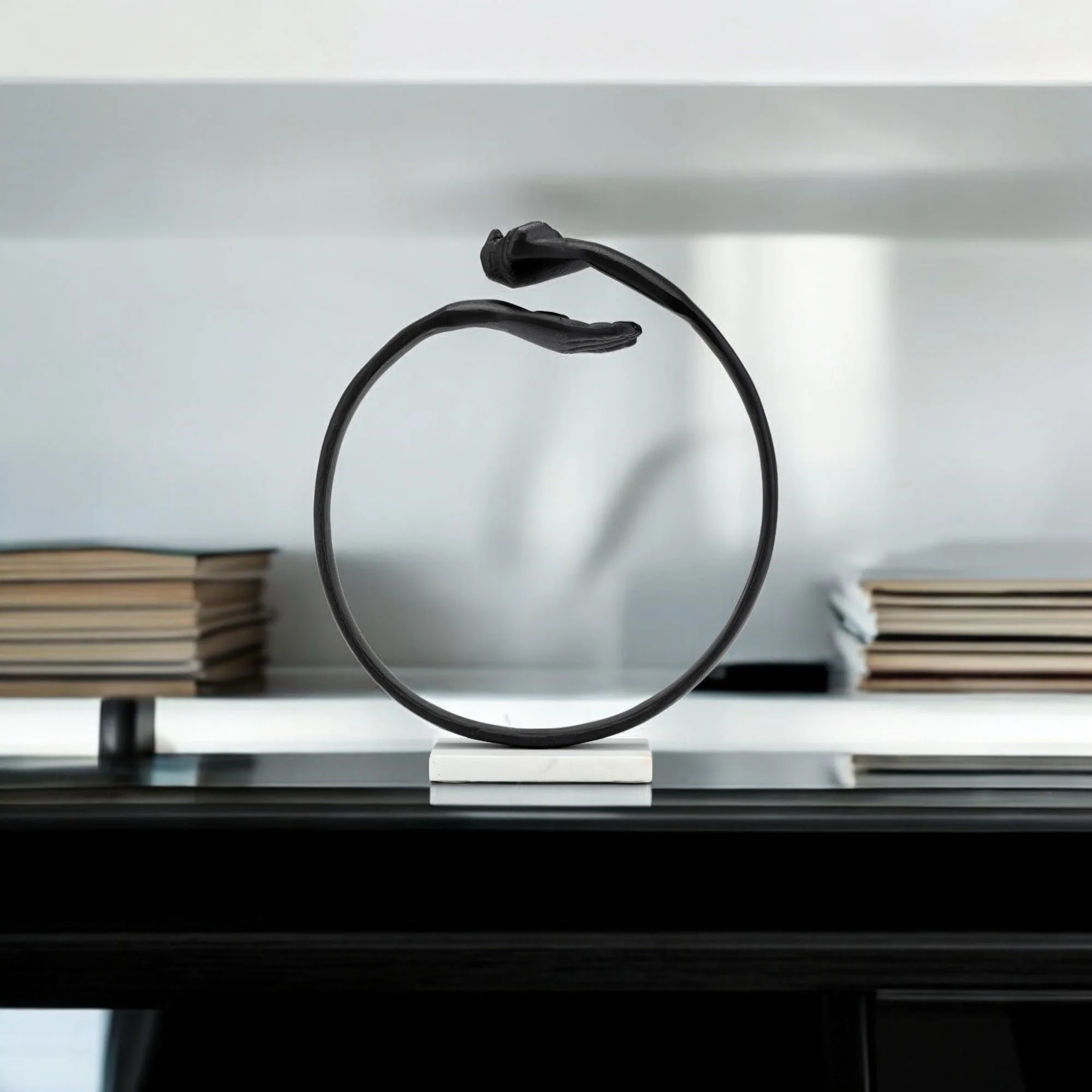 Metal,15" Hand Ring On Base Sculpt ,black/white - Image 11