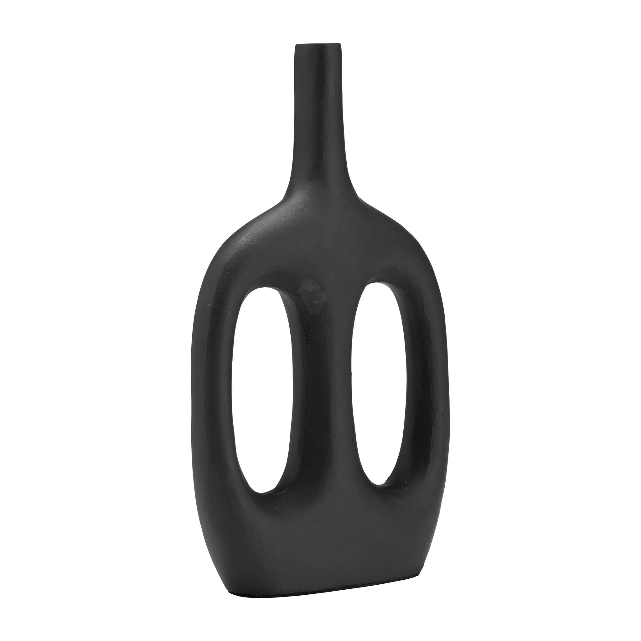 Metal,15", Hollow Handles Vase,black - Image 3