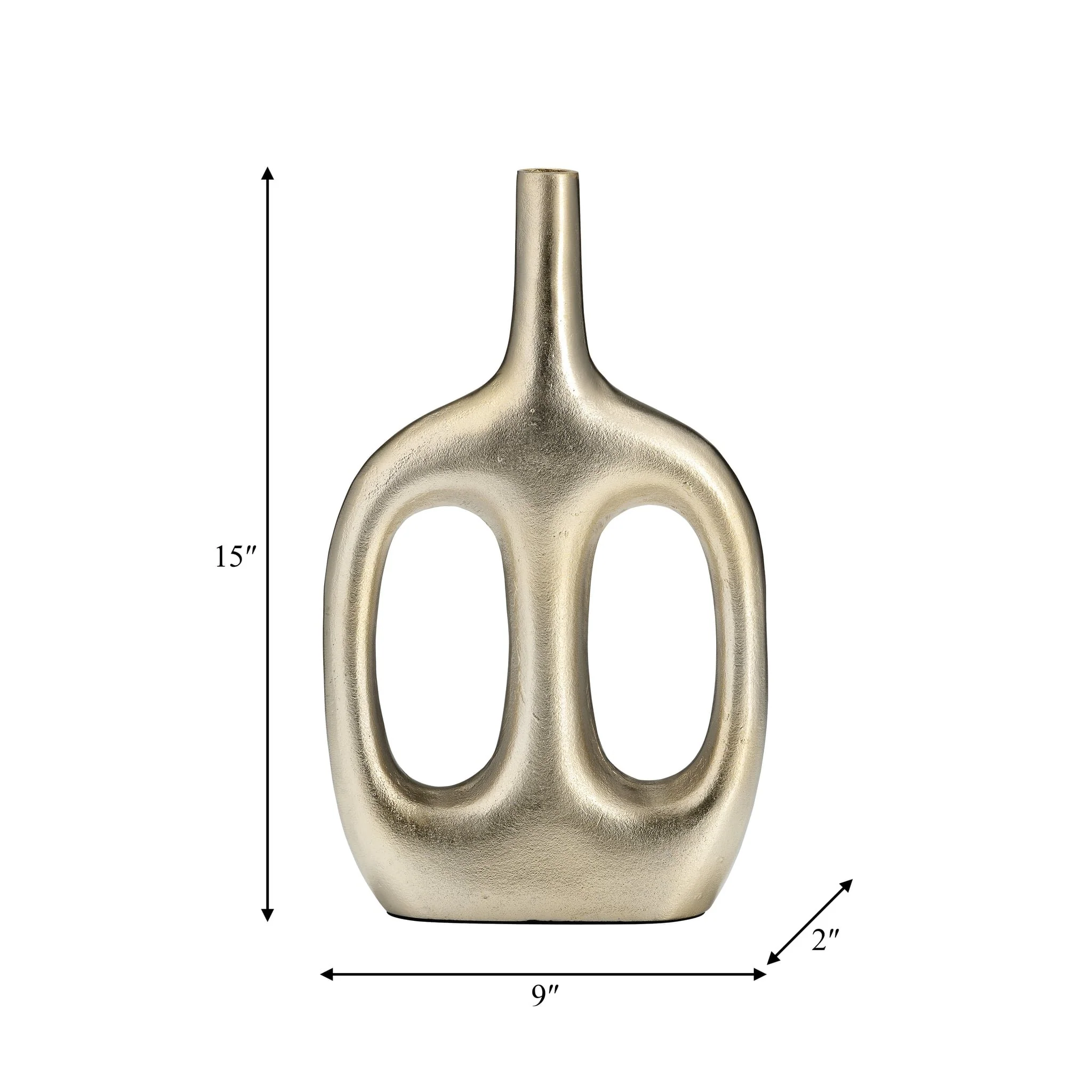 Metal,15" Hollow Handles Vase,champagne - Image 8