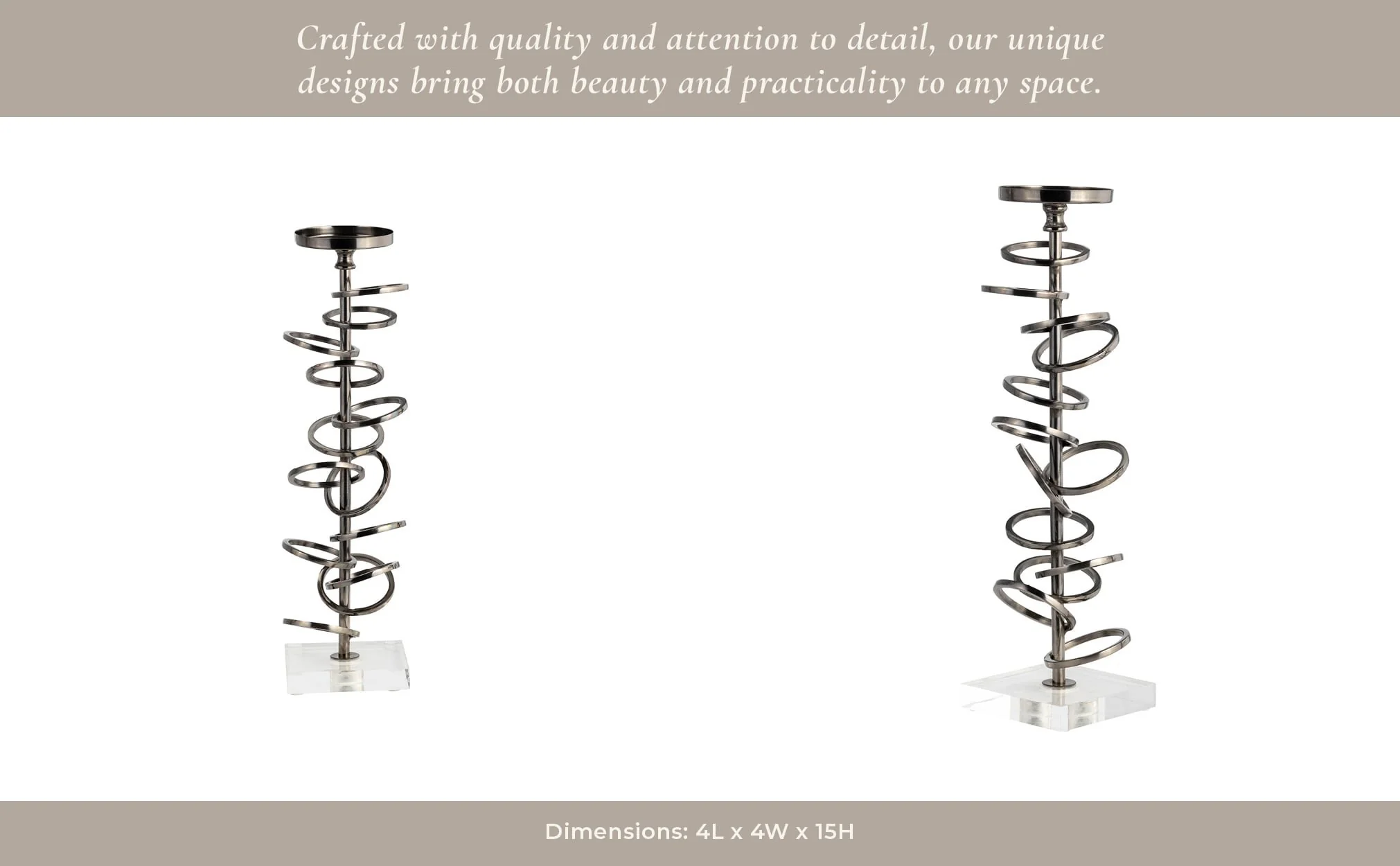 Metal, 15" Ring Toss On Acrylic Candleholder, Gunm - Image 13