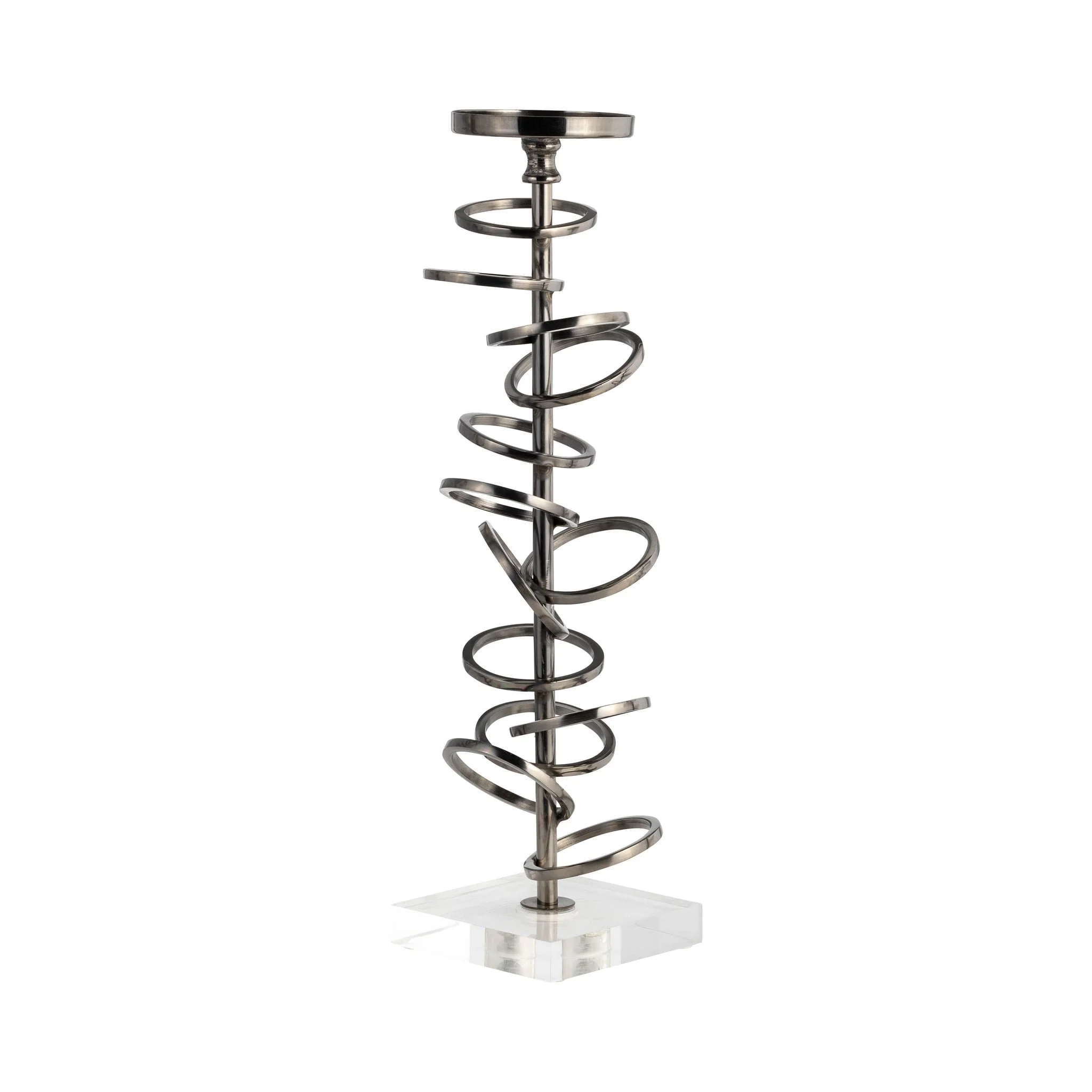 Metal, 15" Ring Toss On Acrylic Candleholder, Gunm - Image 2