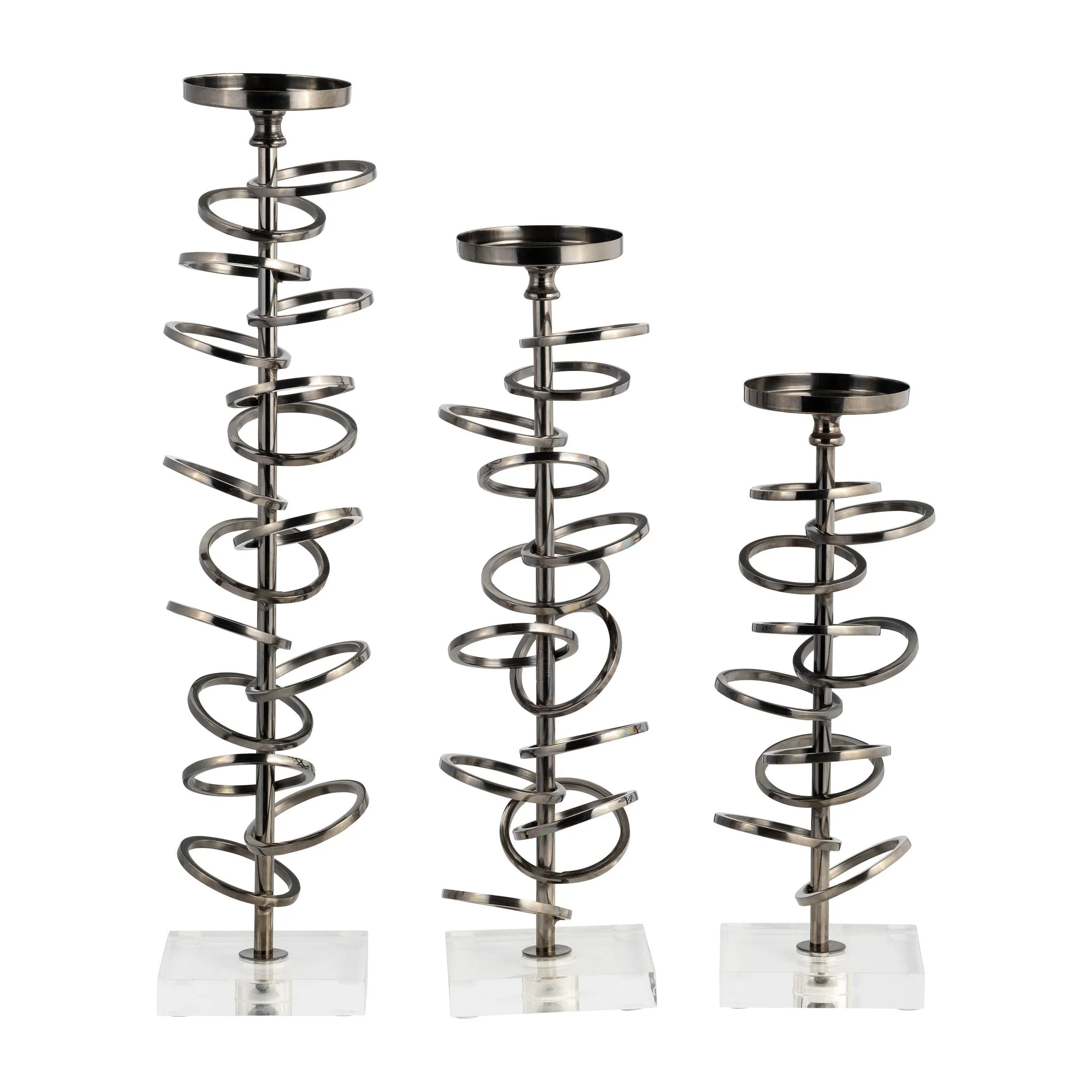 Metal, 15" Ring Toss On Acrylic Candleholder, Gunm - Image 7