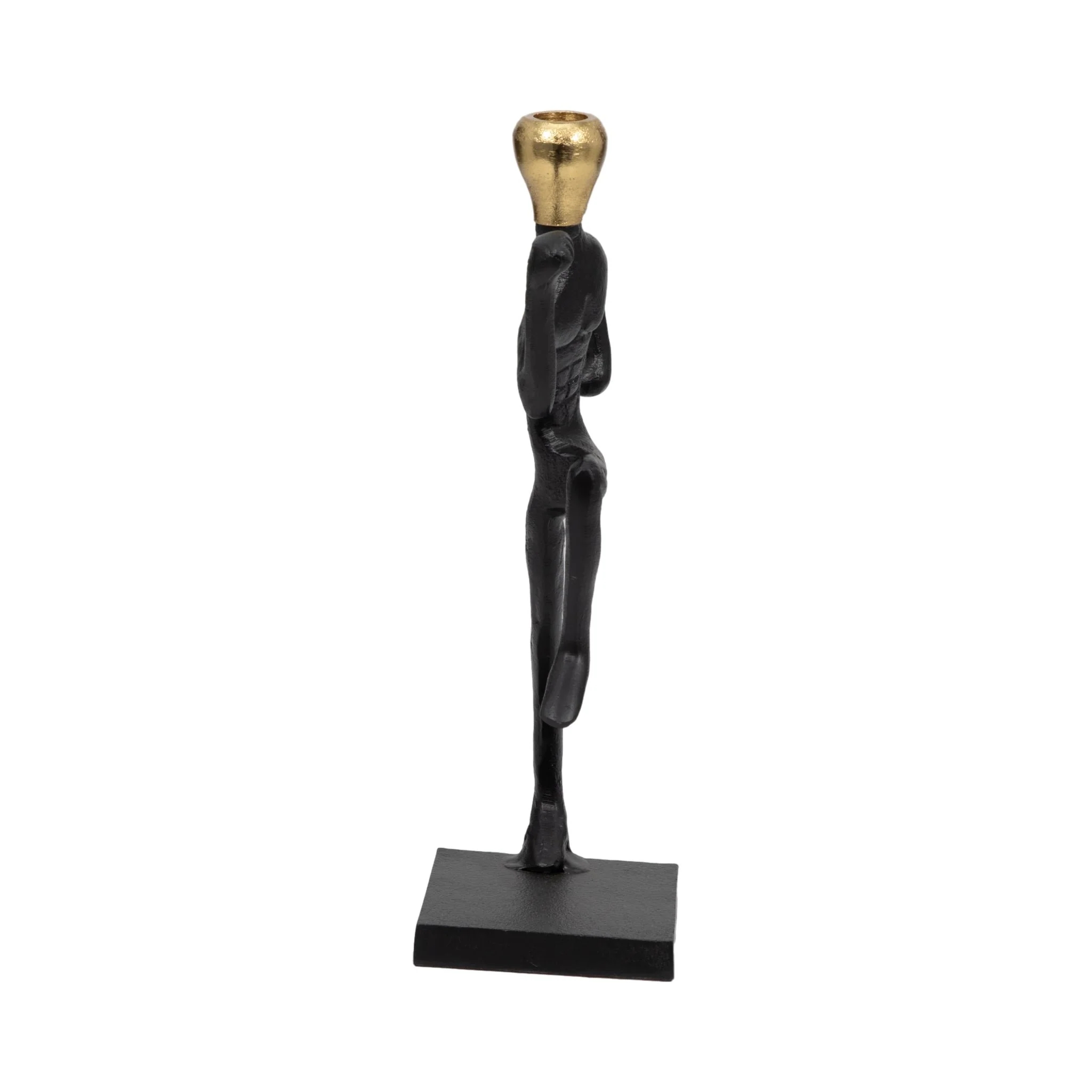 Metal, 15" Running Man Taper Candle Holder, Gold/b - Image 4