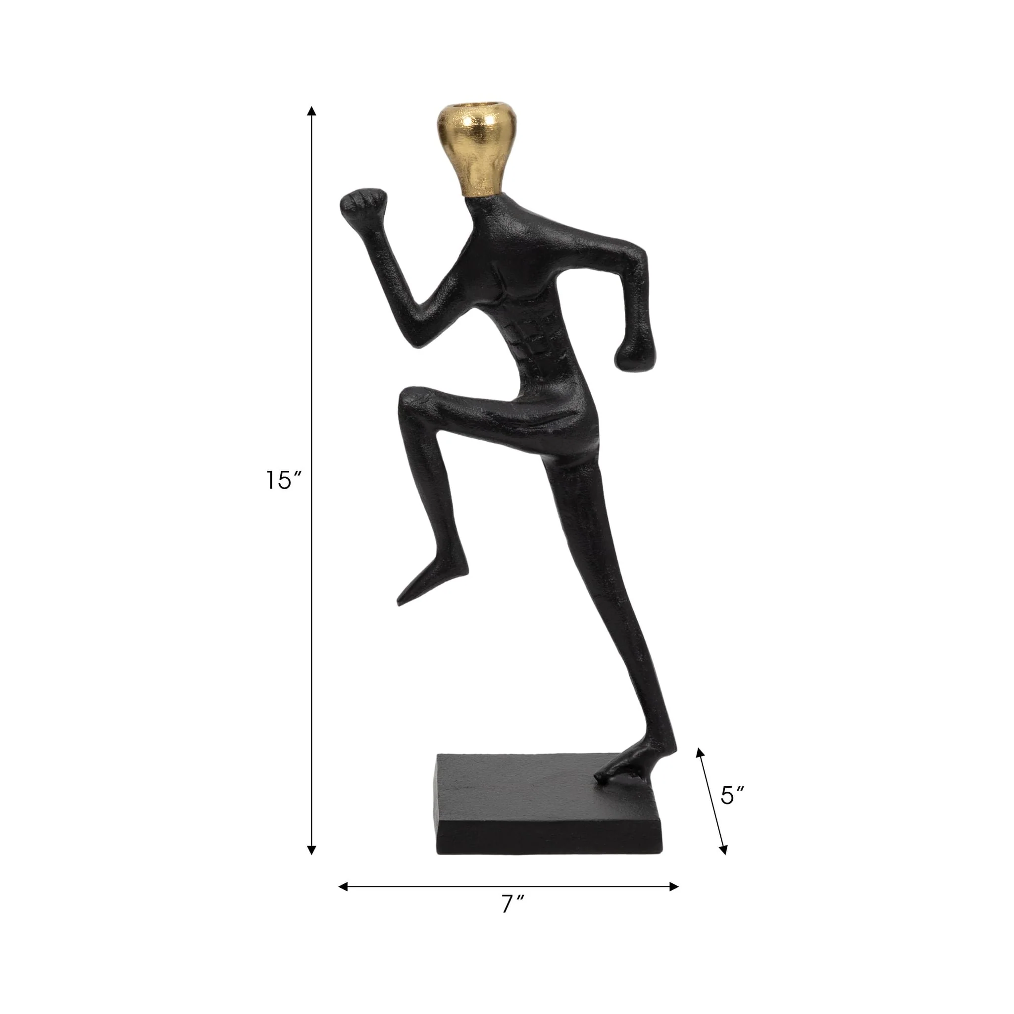 Metal, 15" Running Man Taper Candle Holder, Gold/b - Image 9