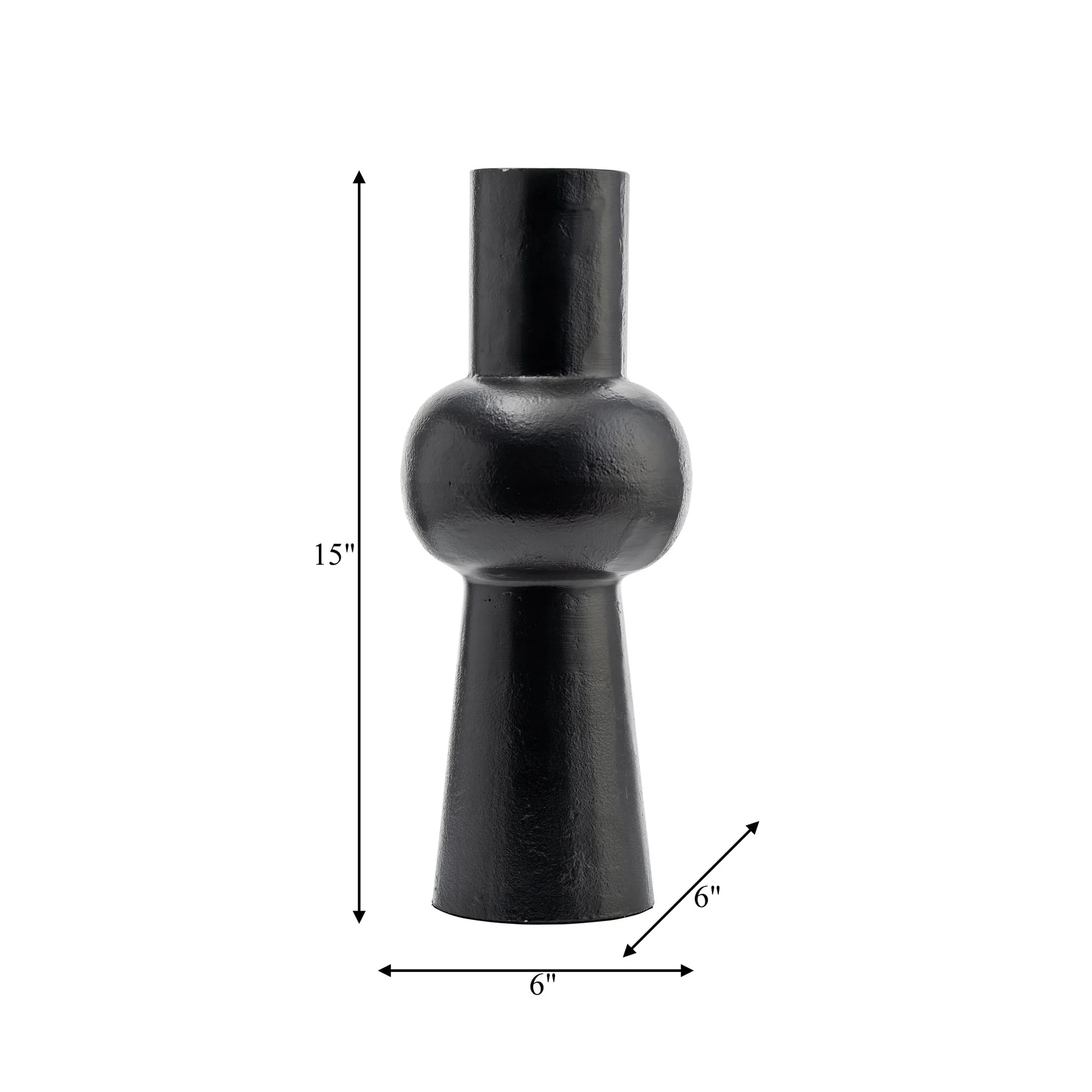 Metal,15"h, Mid Ellipsoid  Vase,black - Image 7