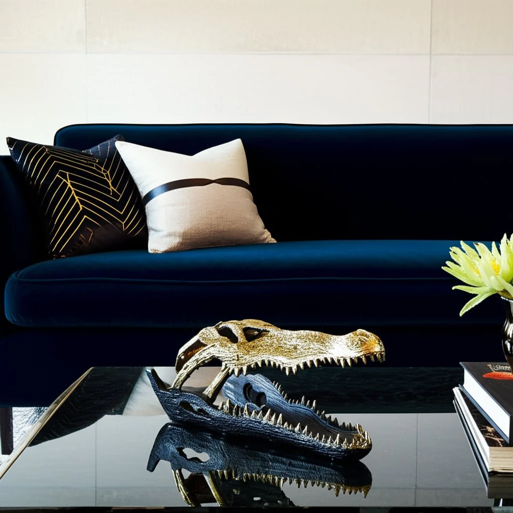 Metal,16",alligator Skull,gold/black - Image 12