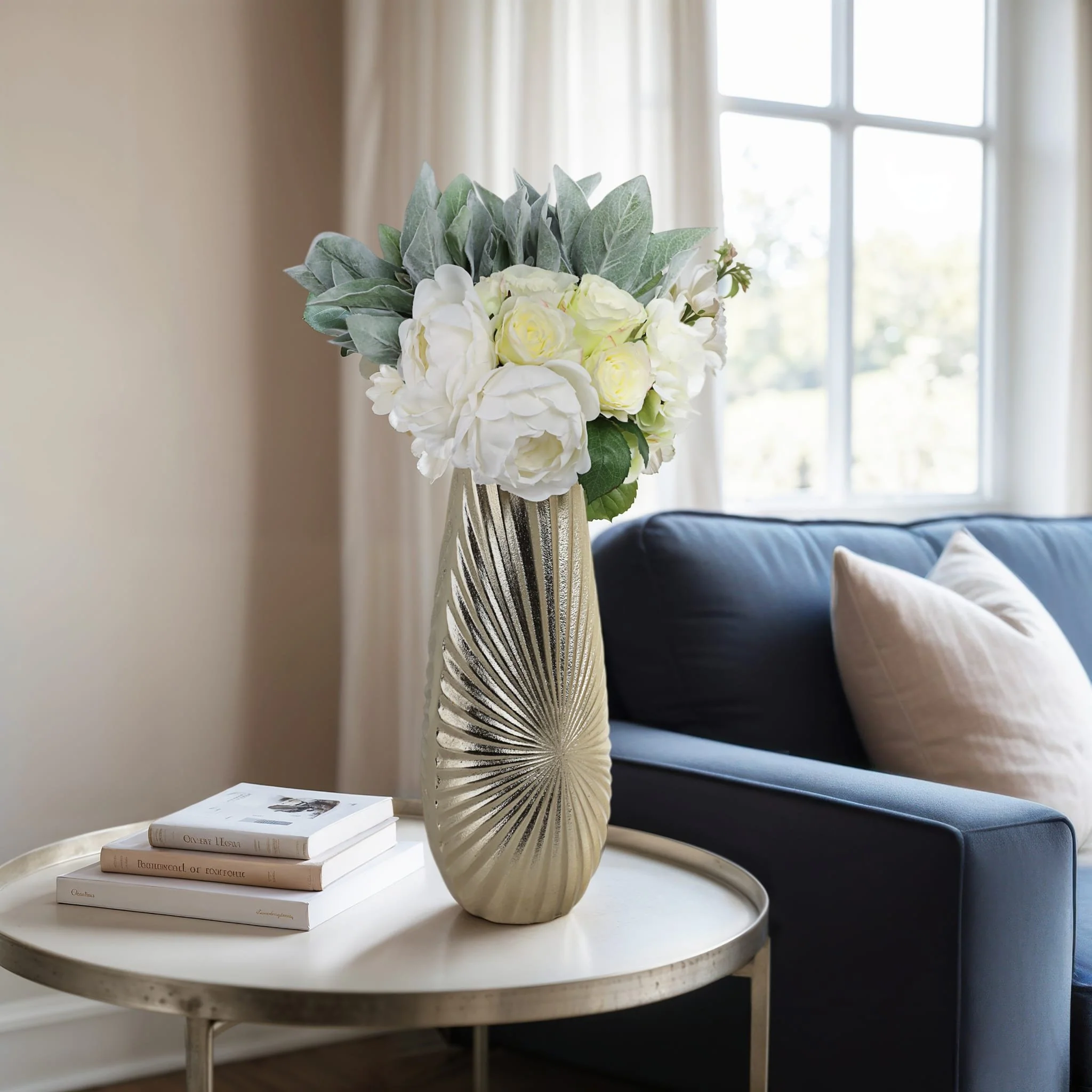 Metal, 16" Burst Vase, Champagne - Image 9