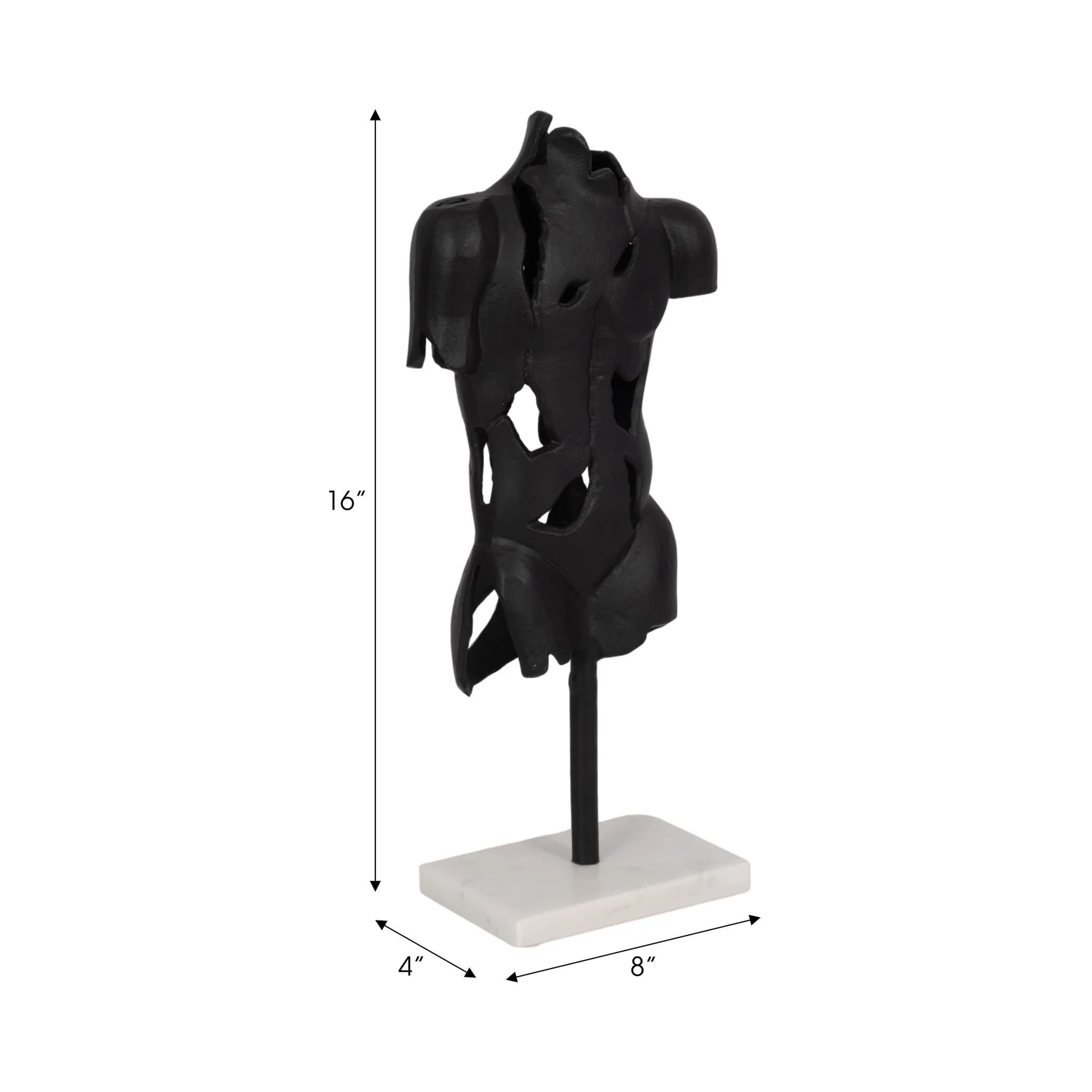 Metal, 16" Cracked Bust On Stand, Black - Image 2