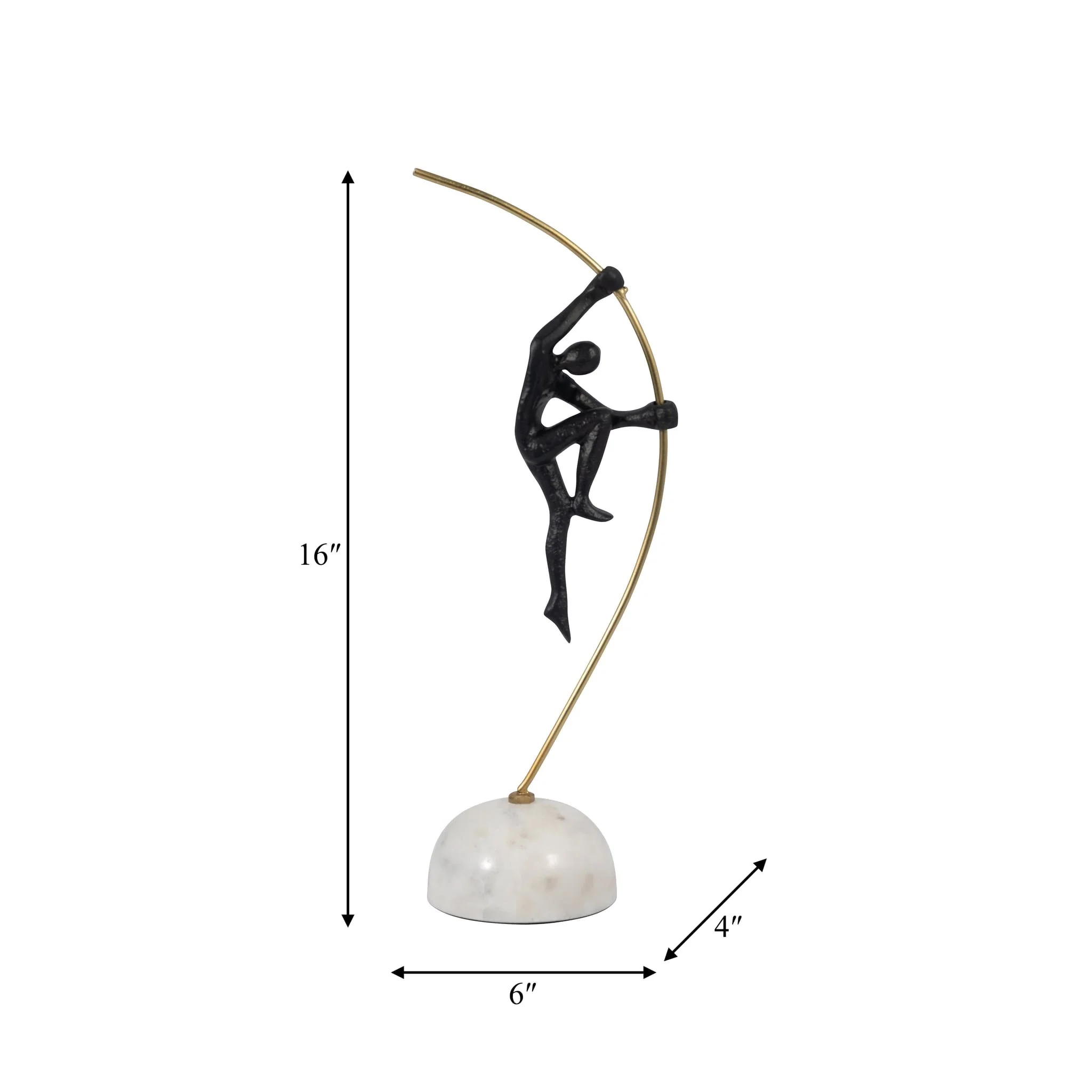 Metal, 16" Gymnast On Pole, Black/gold - Image 9