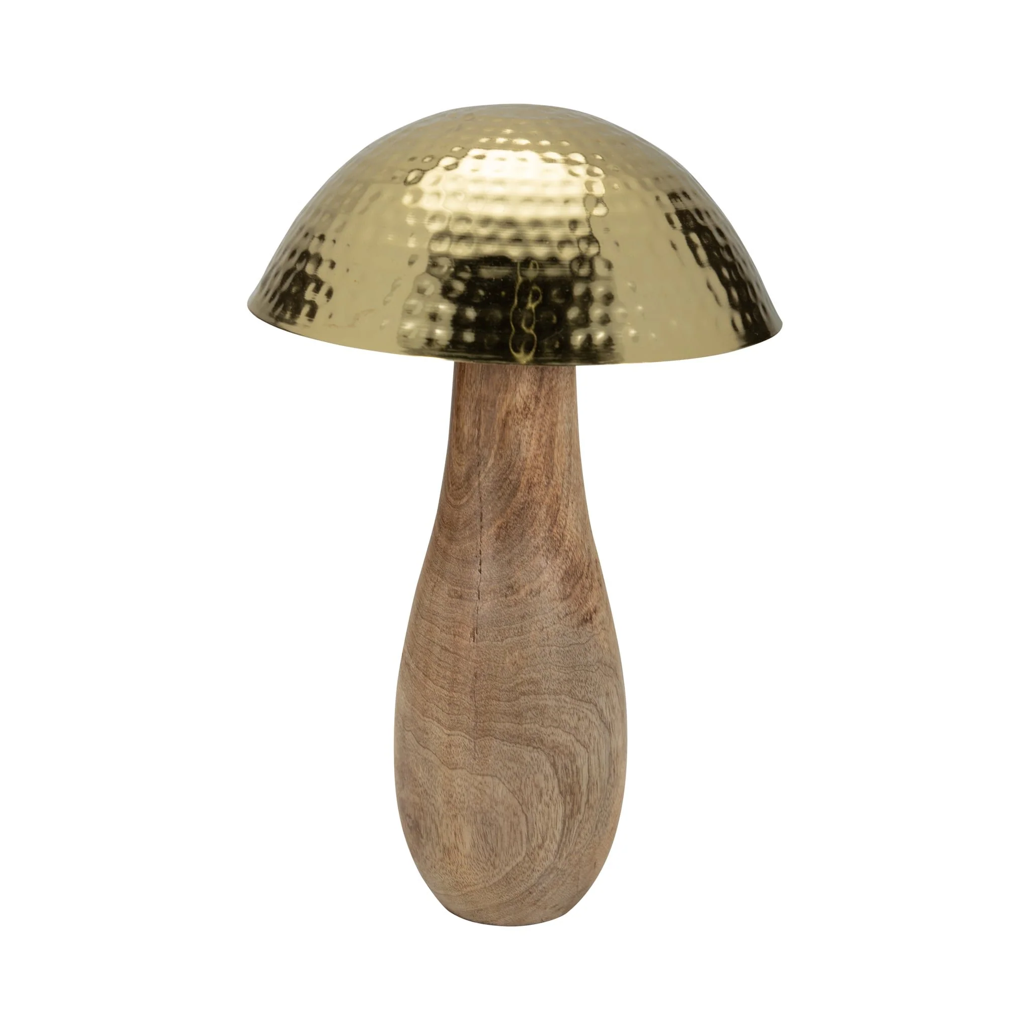 Metal, 16" Mushroom W/ Wood Base, Gold - Image 2