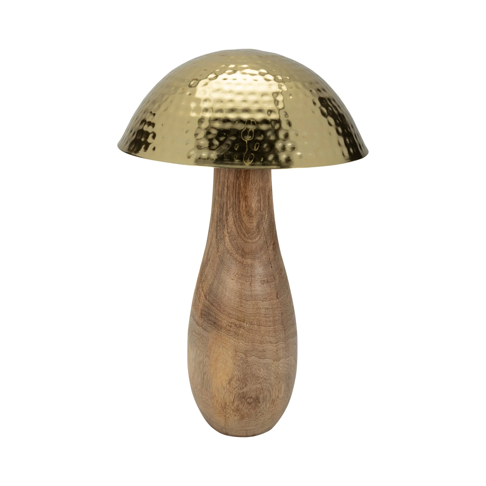 Metal, 16" Mushroom W/ Wood Base, Gold - Image 3