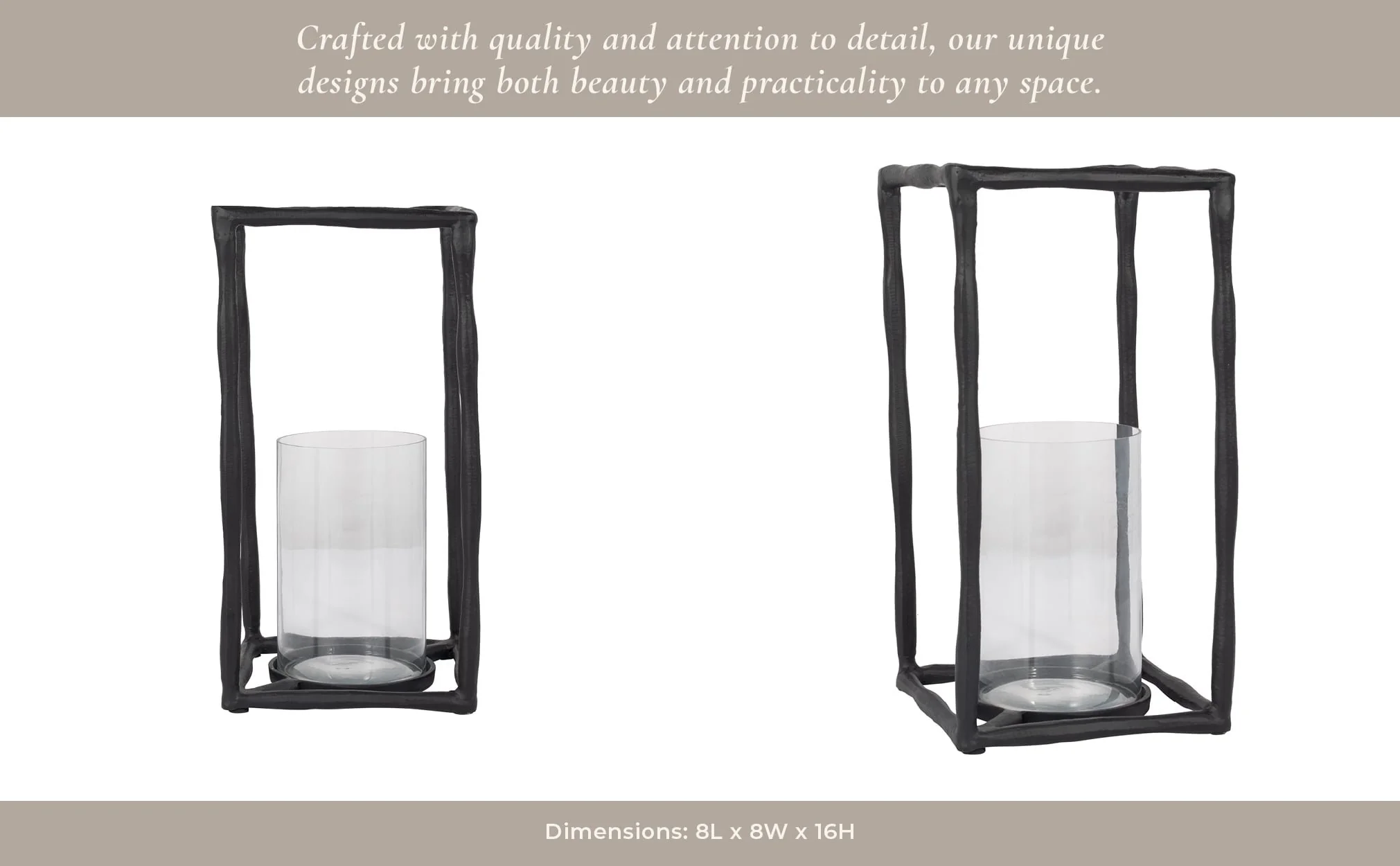 Metal, 16" Open Square Hurricane Holder, Black - Image 14