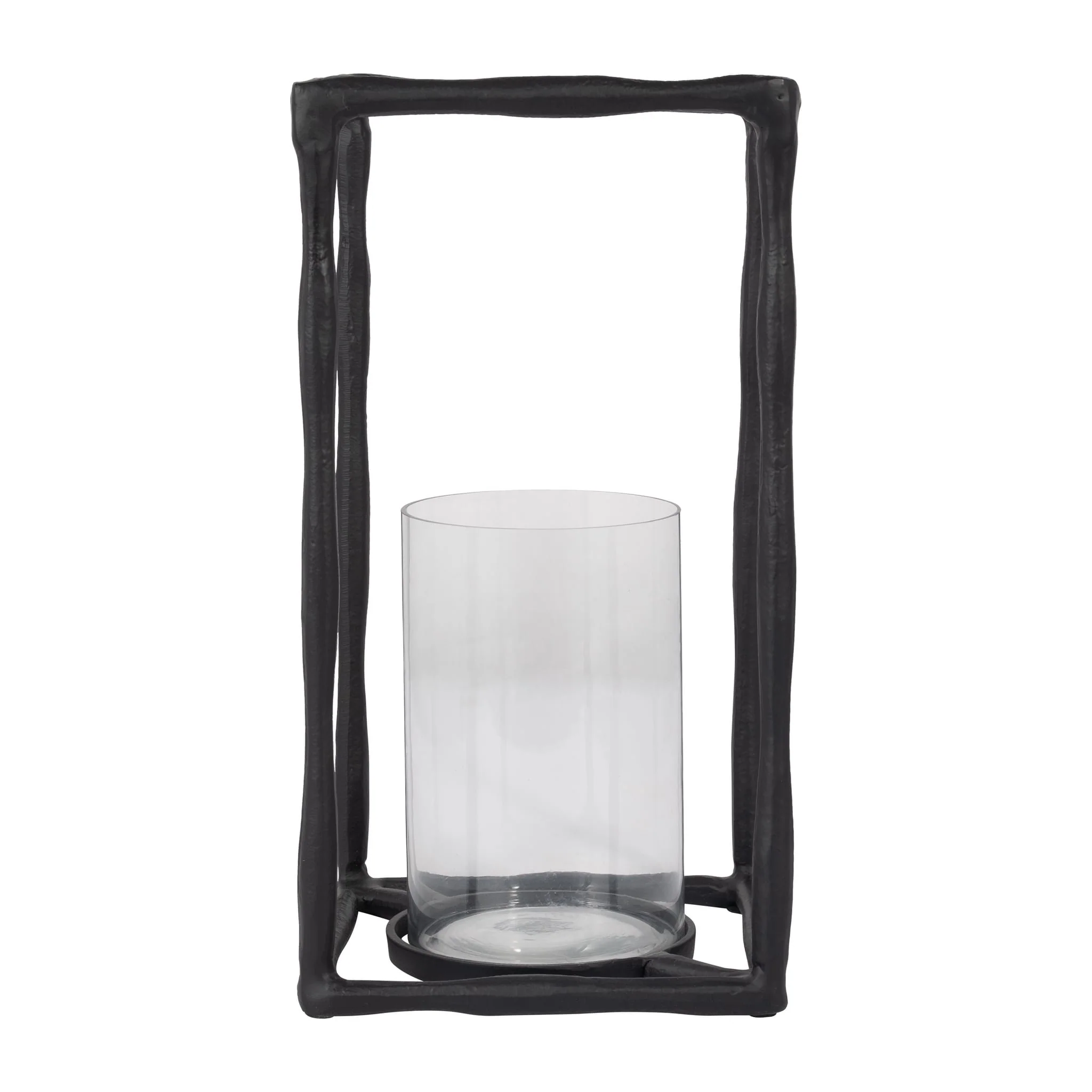 Metal, 16" Open Square Hurricane Holder, Black - Image 3