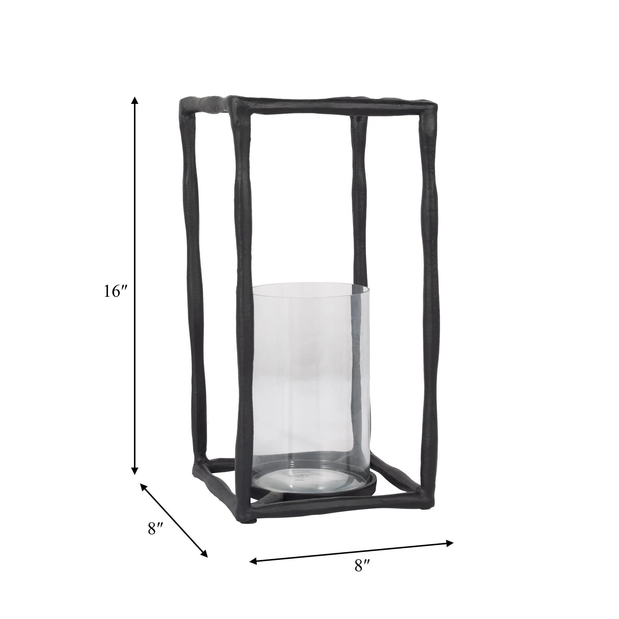 Metal, 16" Open Square Hurricane Holder, Black - Image 9
