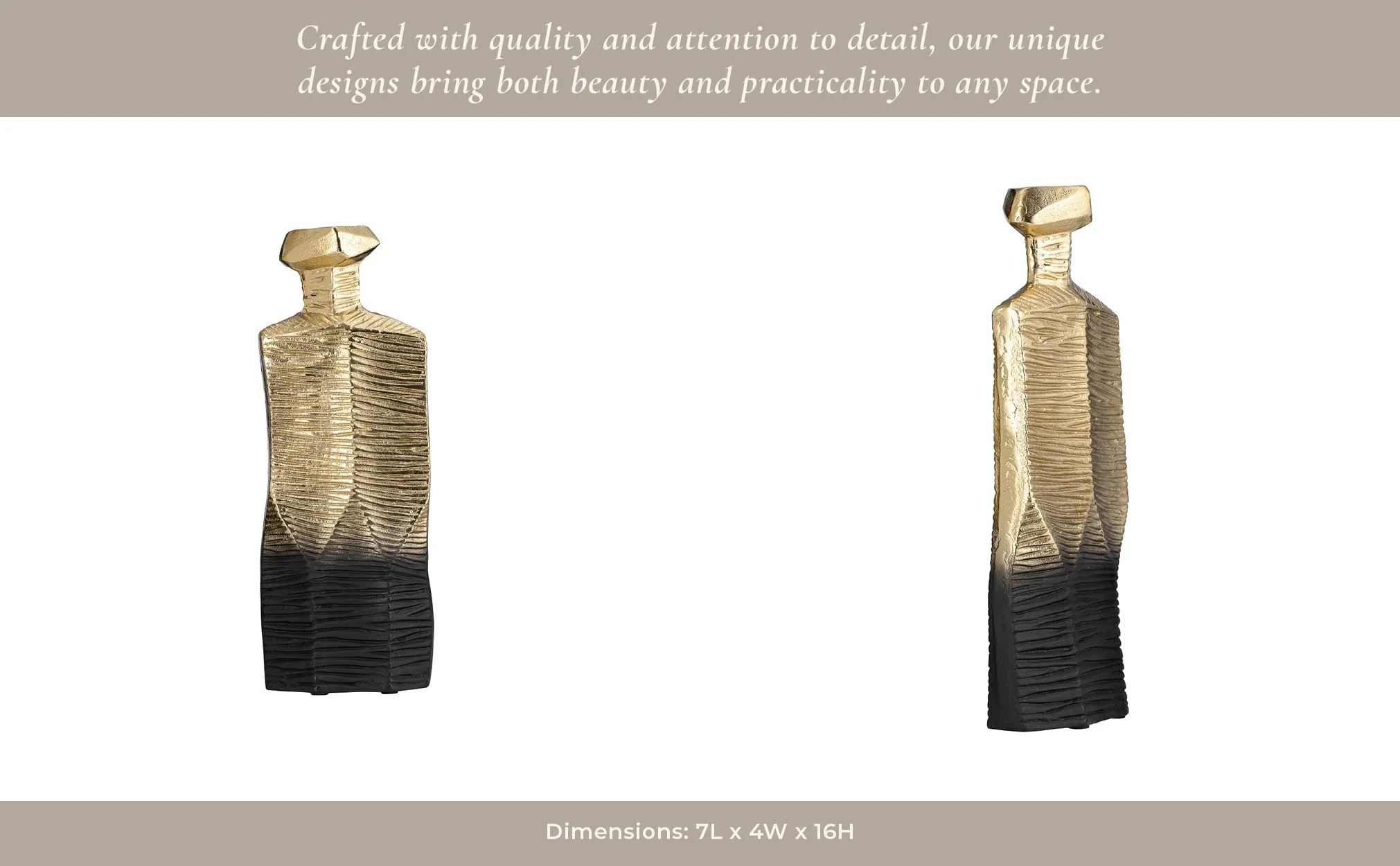 Metal,16",rigged Vase,gold/black - Image 16