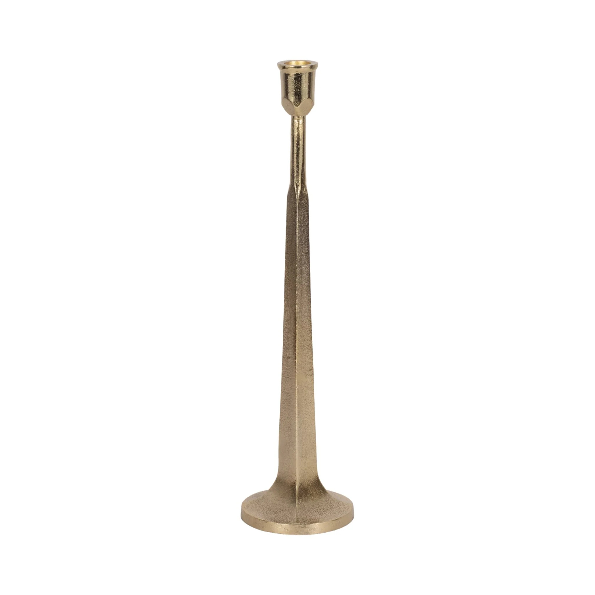 Metal, 16" Squared Off Taper Candleholder, Gold - Image 3