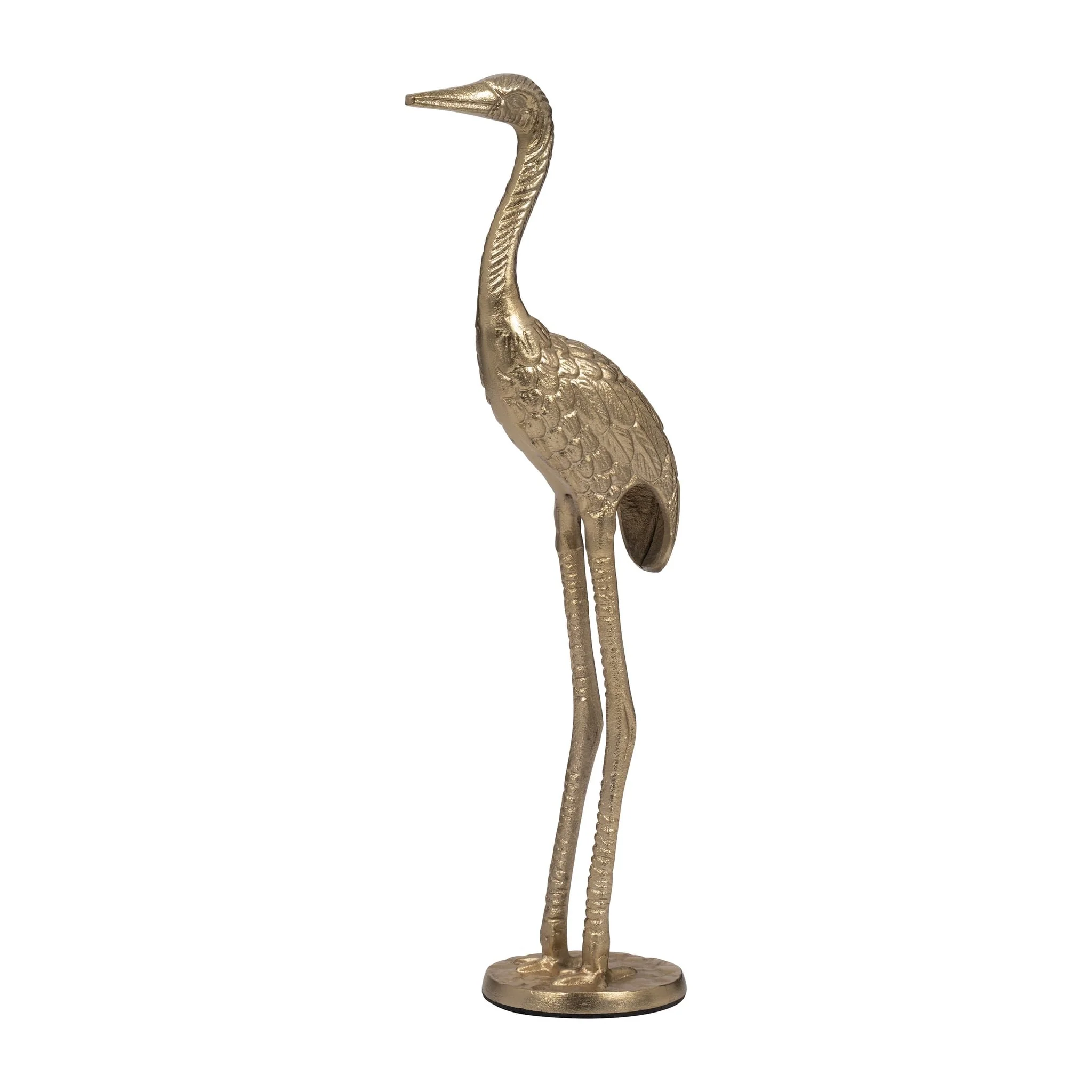 Metal, 16" Standing Crane, Gold - Image 2