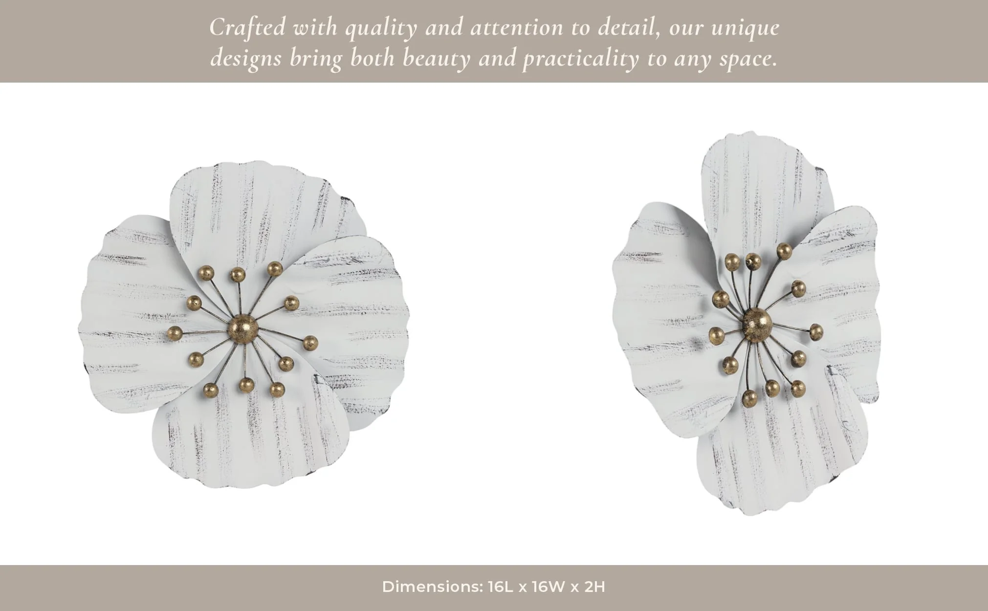 Metal 16" Wall Flower, White,wb - Image 13