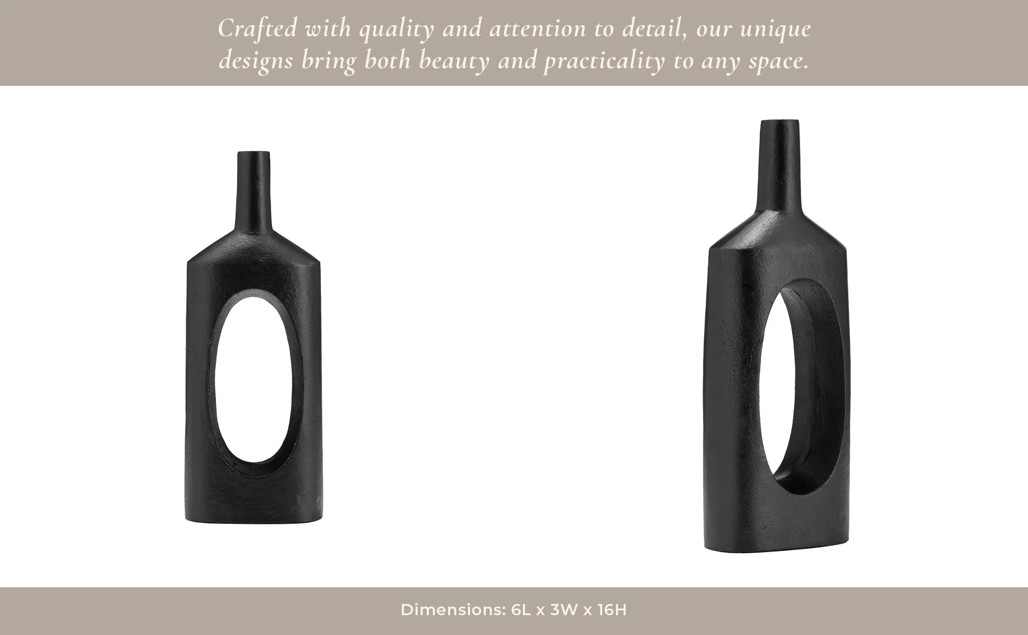 Metal,16"h,tall Modern Open Cut Out Vase,black - Image 15