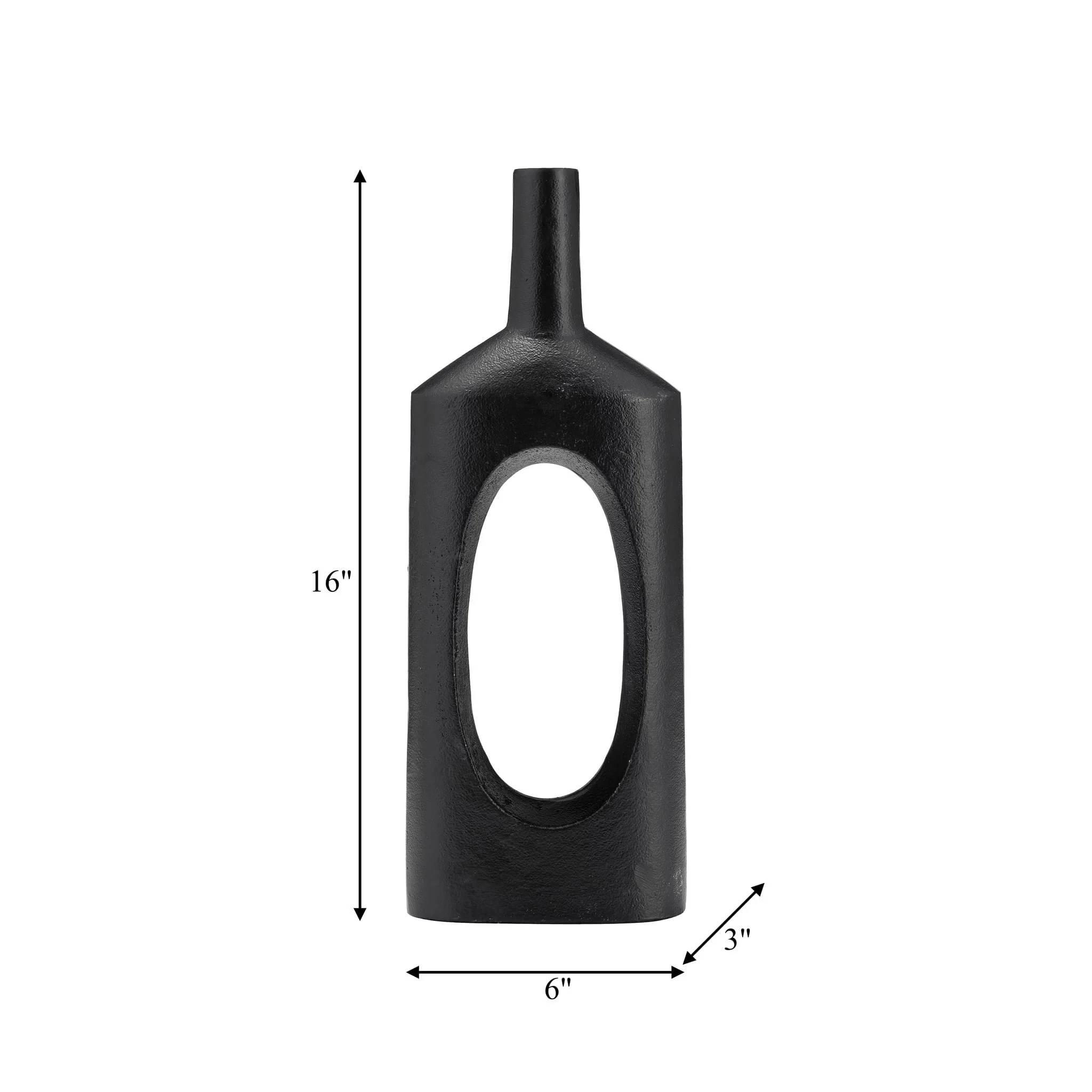 Metal,16"h,tall Modern Open Cut Out Vase,black - Image 9