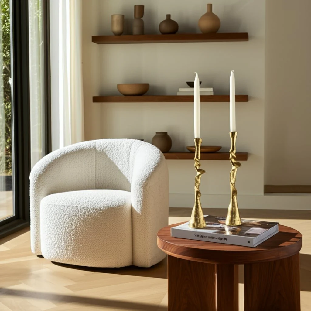 Metal, 17" Forged Taper Candleholder, Gold - Image 13