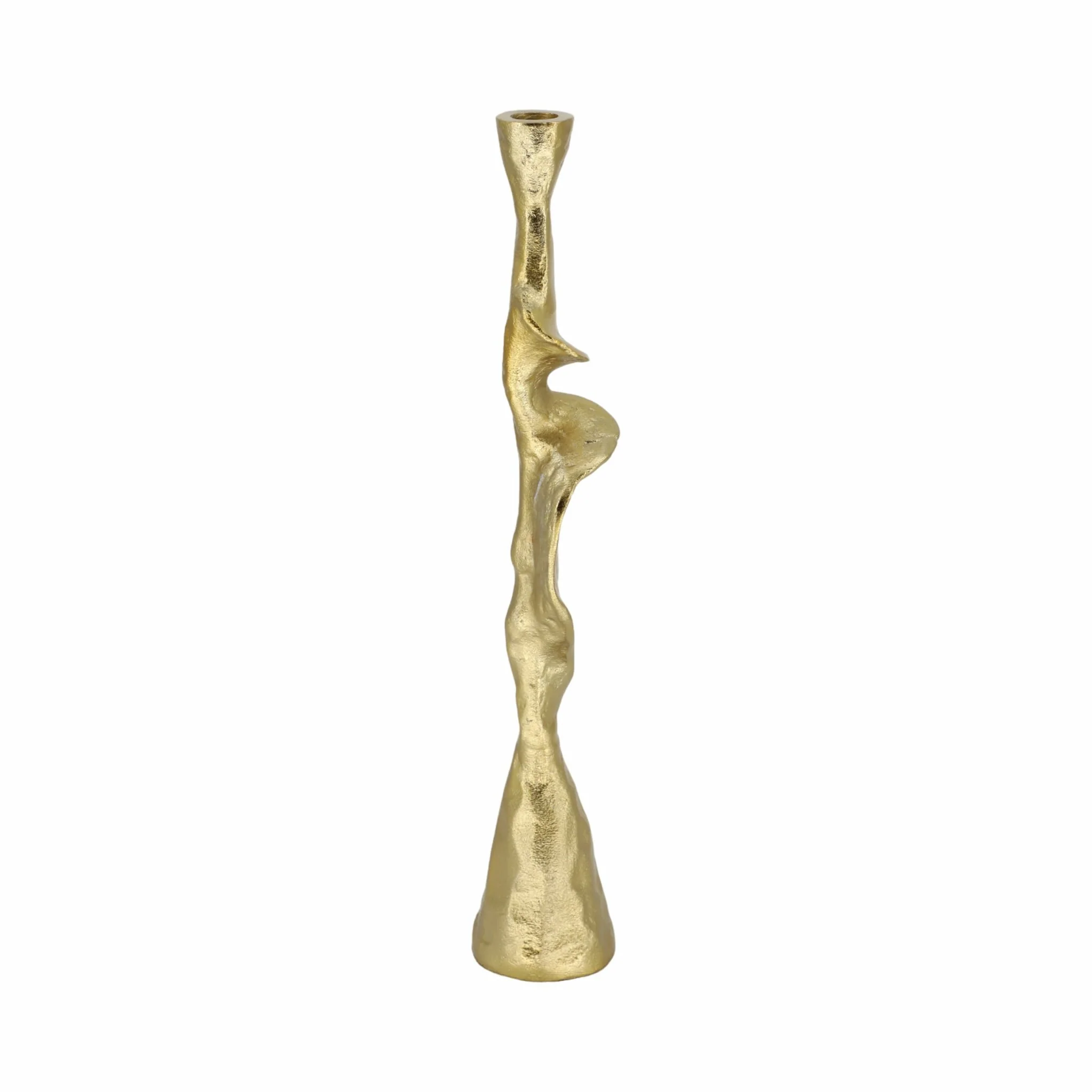 Metal, 17" Forged Taper Candleholder, Gold - Image 4