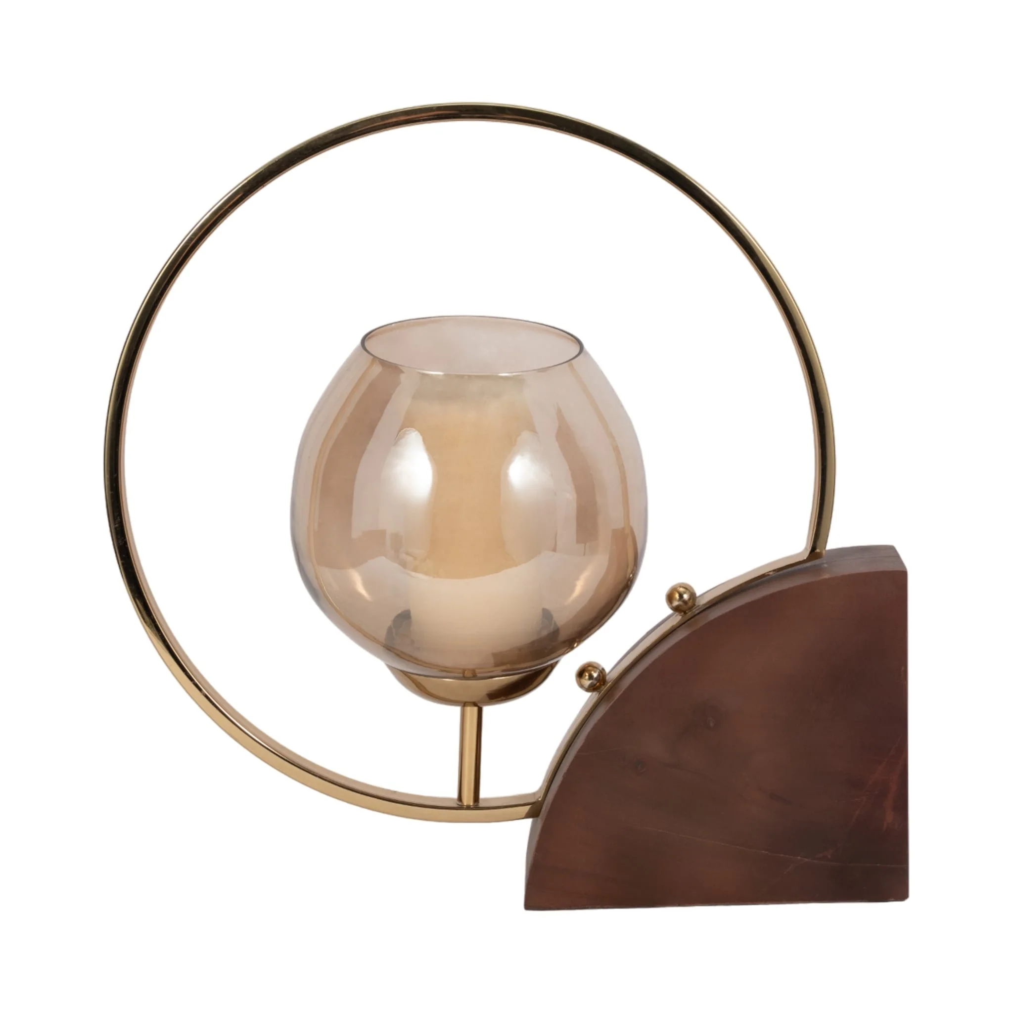 Metal, 17" Half-ring Candle Holder, Gold - Image 2