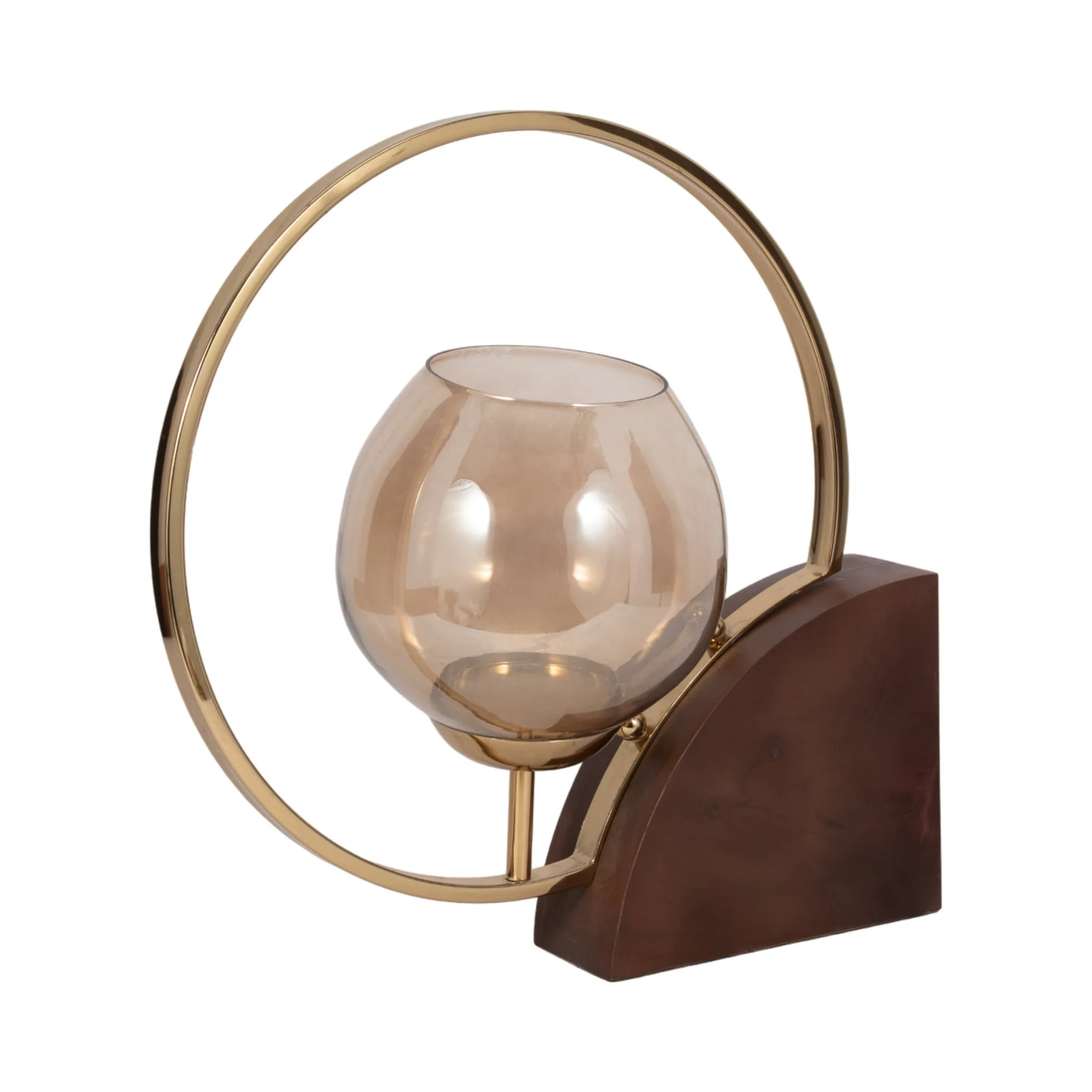 Metal, 17" Half-ring Candle Holder, Gold - Image 3