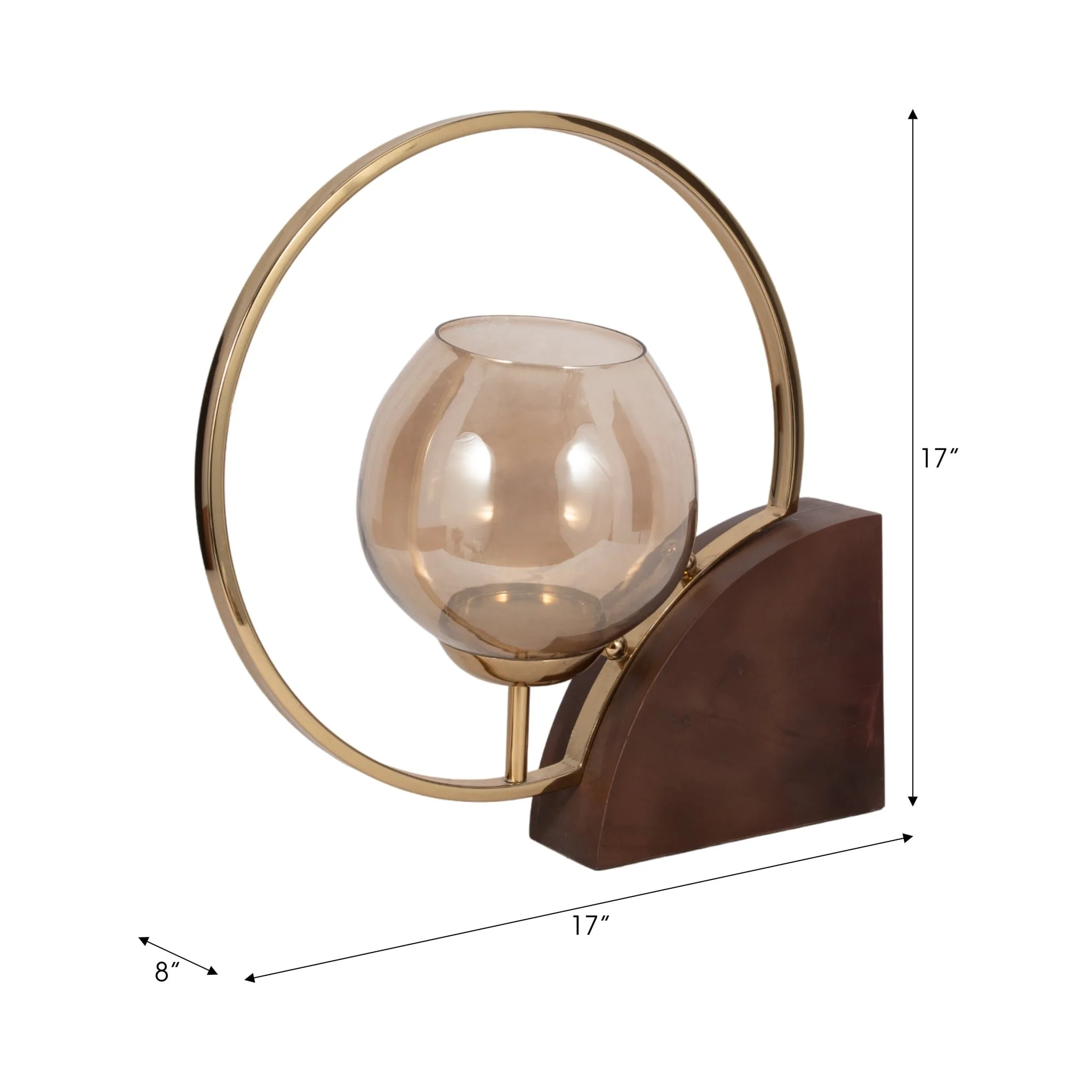 Metal, 17" Half-ring Candle Holder, Gold - Image 9