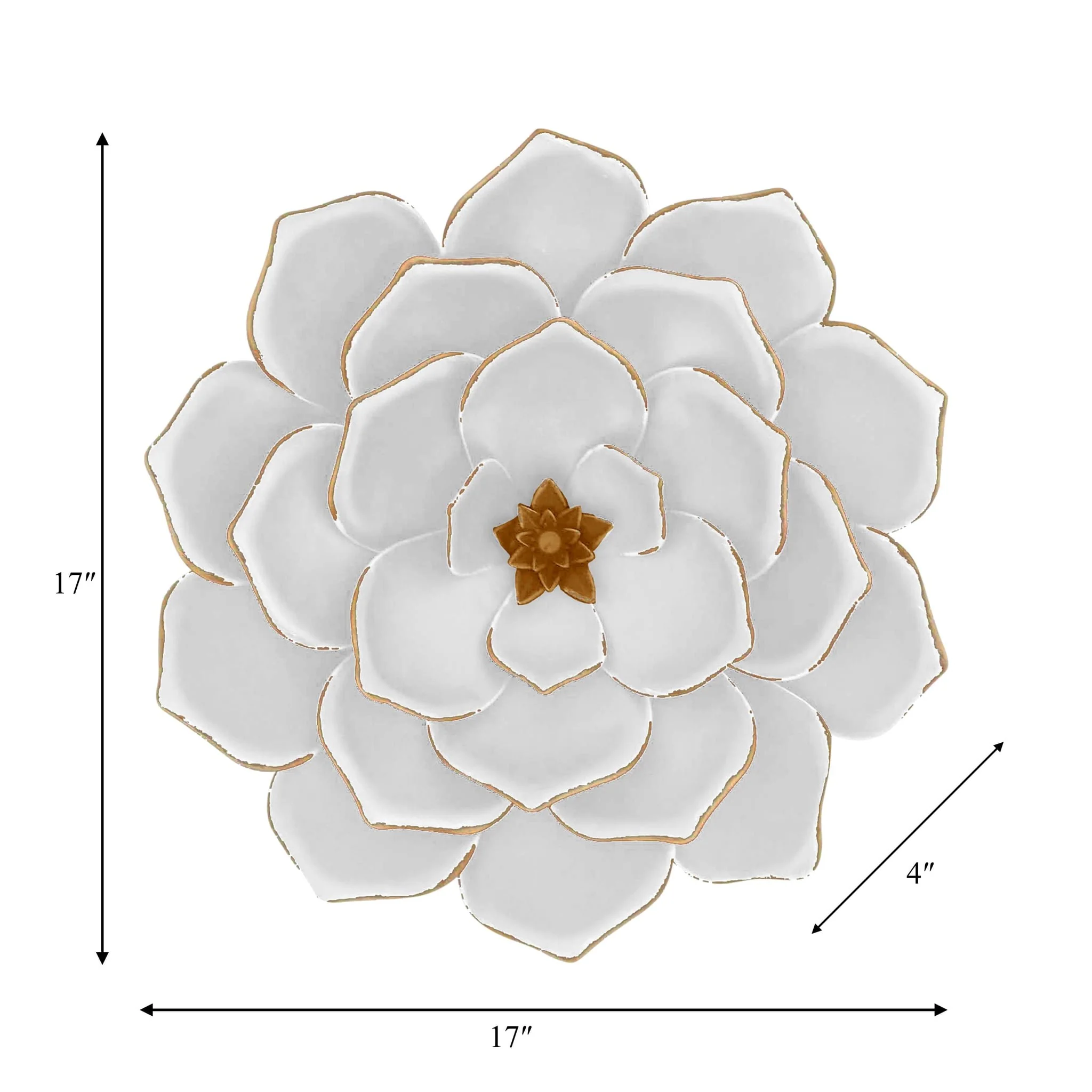 Metal 17"  Multi-layer Flower Wall Deco, White/gol - Image 6