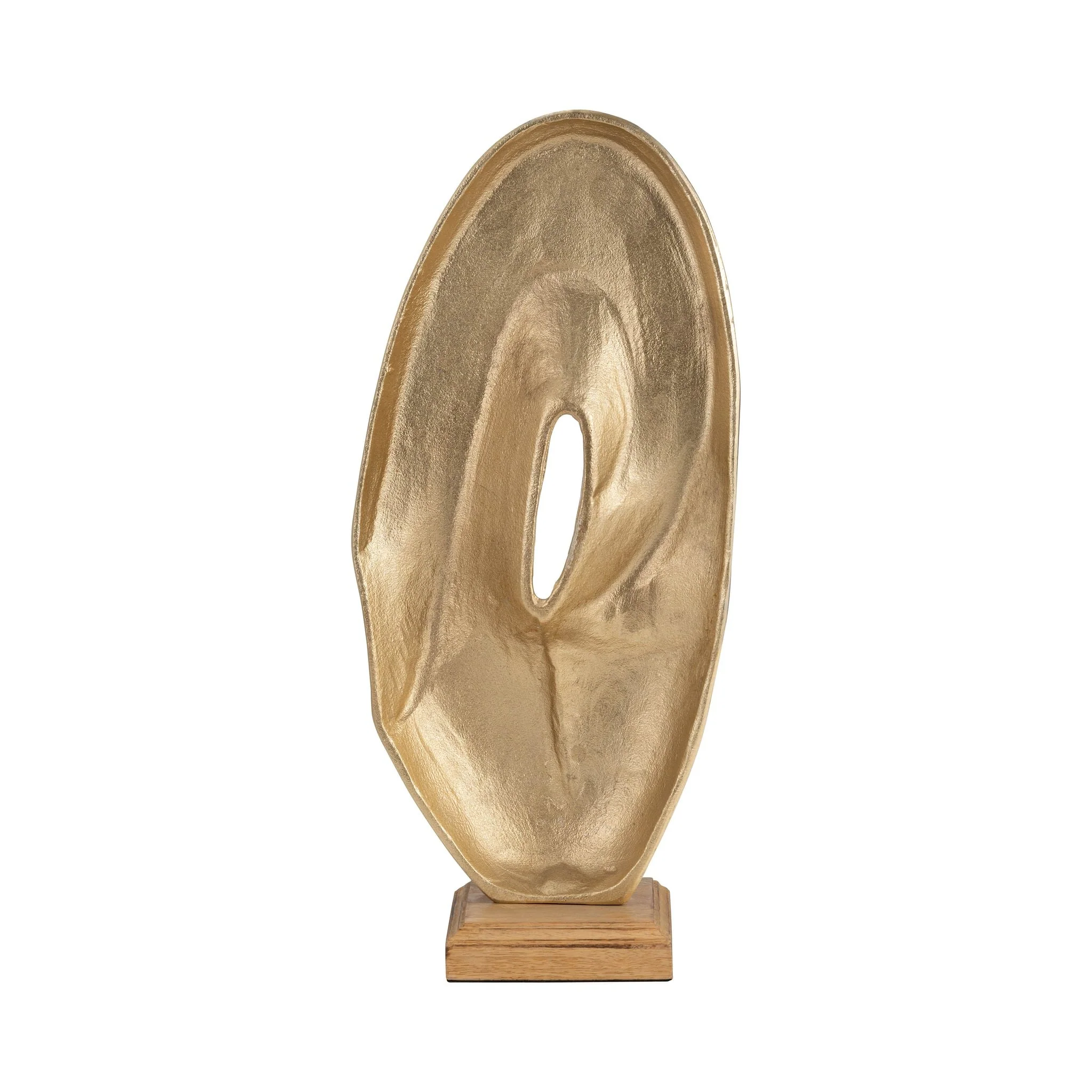 Metal, 17" Oval Table Top Deco, Gold - Image 4