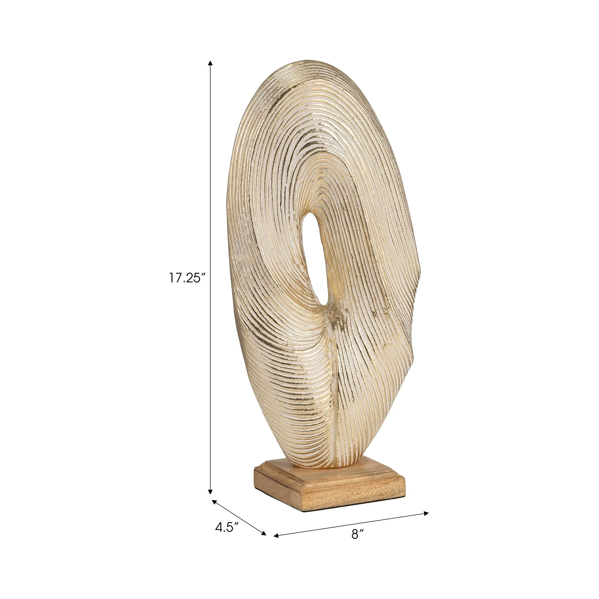 Metal, 17" Oval Table Top Deco, Gold - Image 9