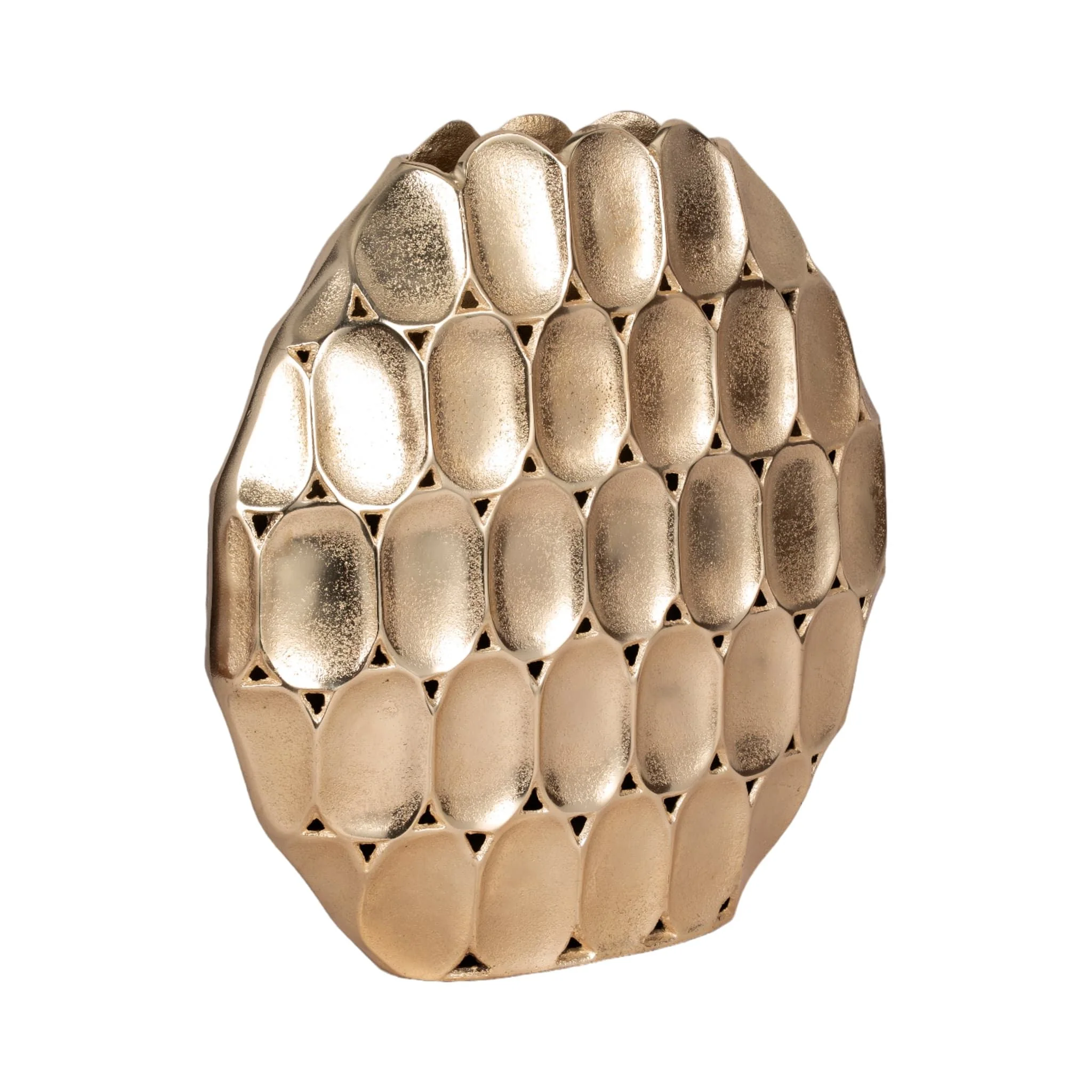 Metal, 17" Oval Vase, Champagne - Image 3