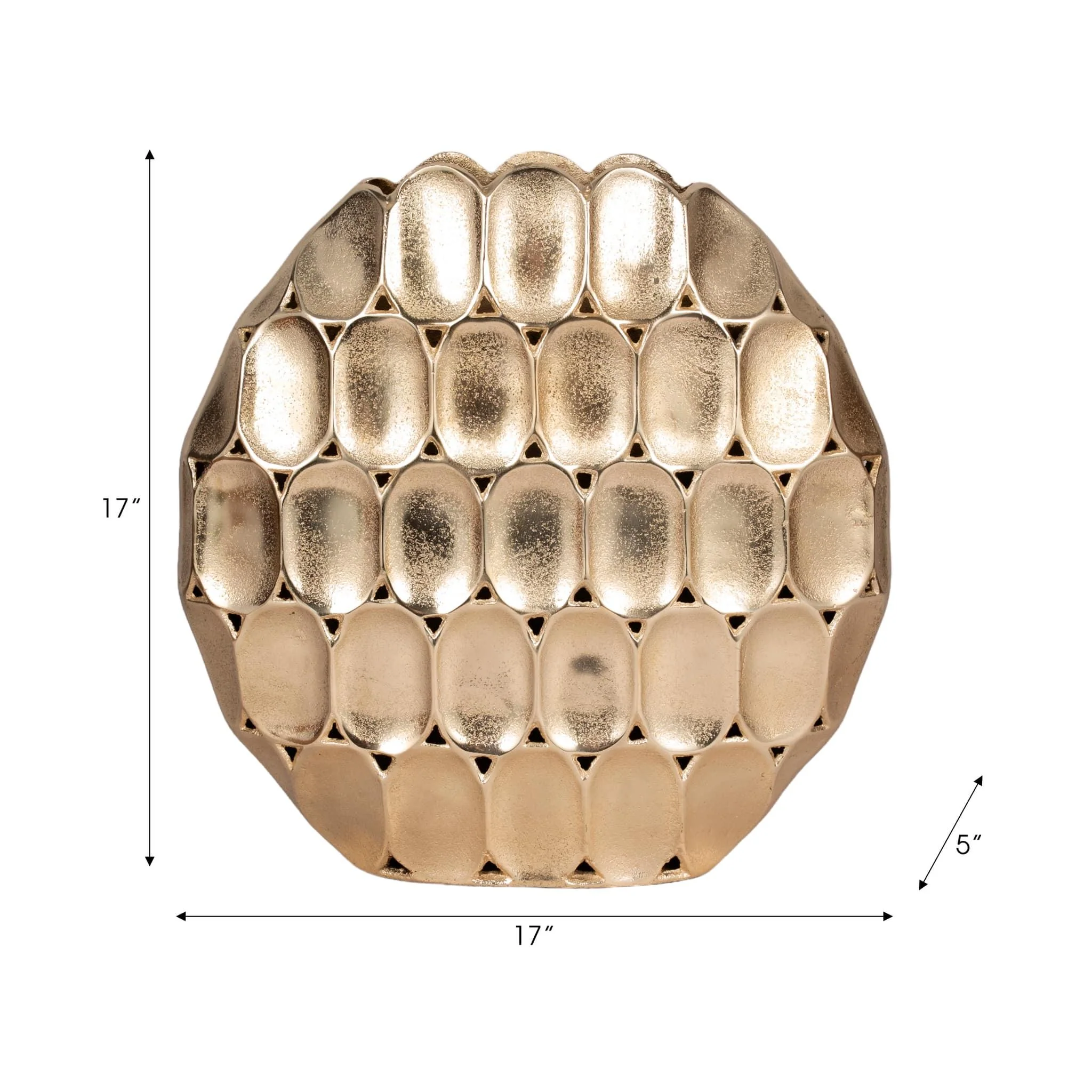 Metal, 17" Oval Vase, Champagne - Image 9