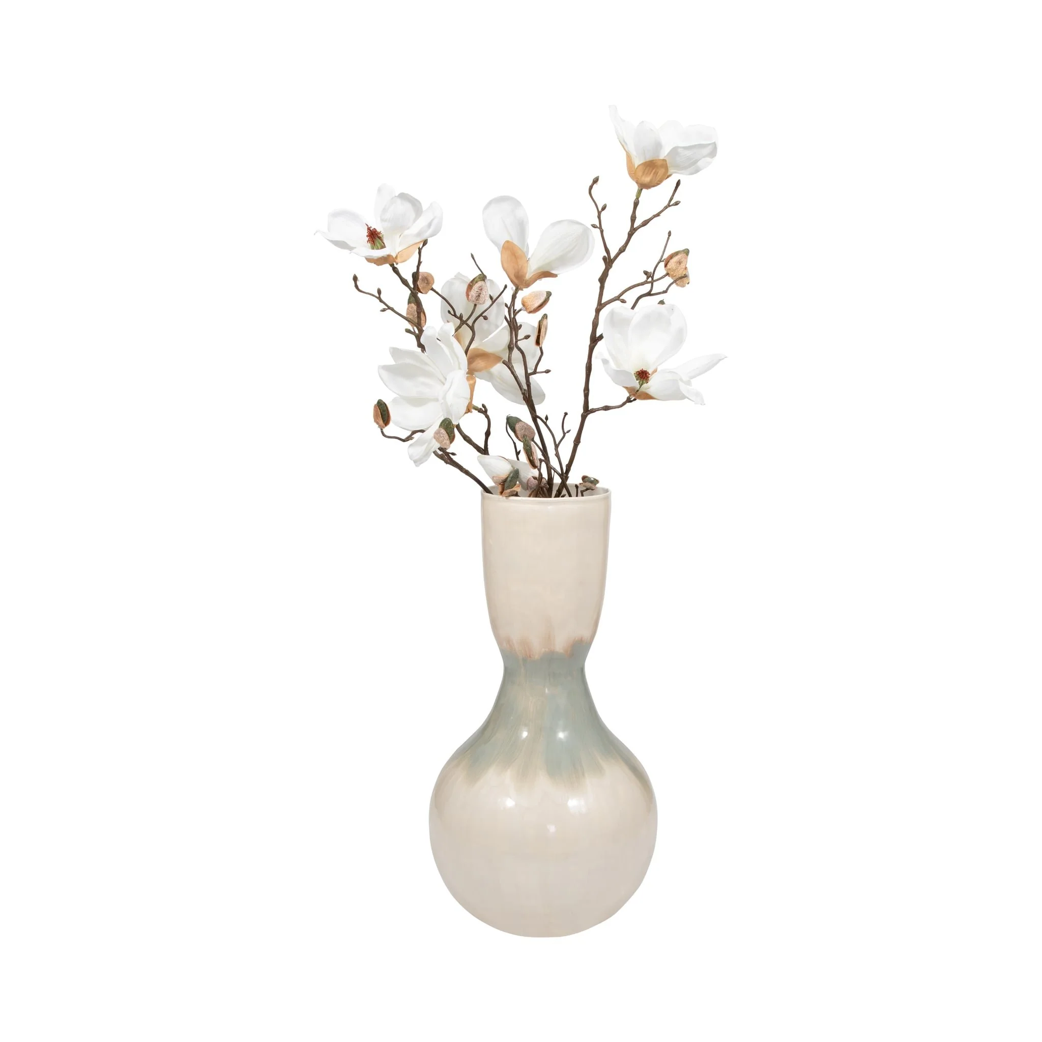 Metal, 18" Bulbous Vase, Pearl - Image 2