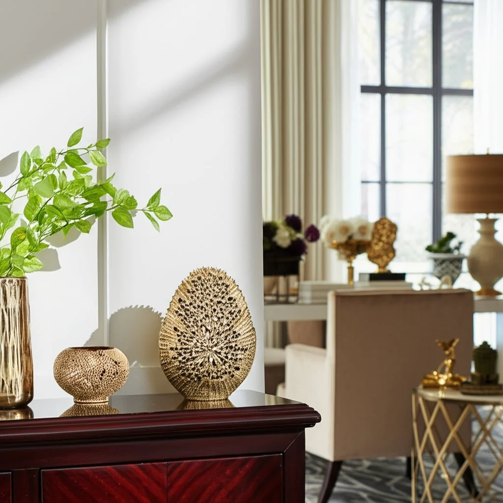 Metal, 18" Contemporary Vase, Gold - Image 14