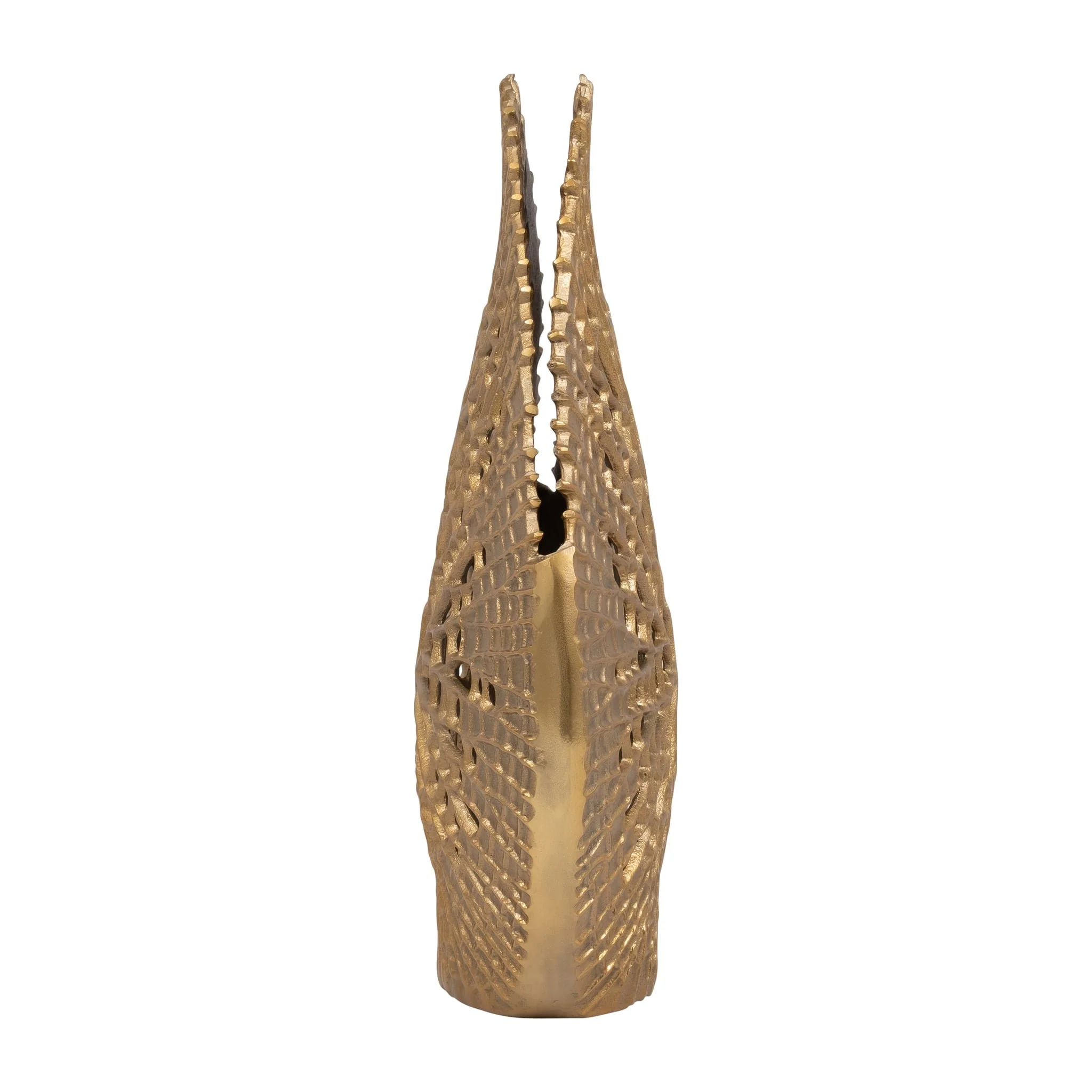 Metal, 18" Contemporary Vase, Gold - Image 3