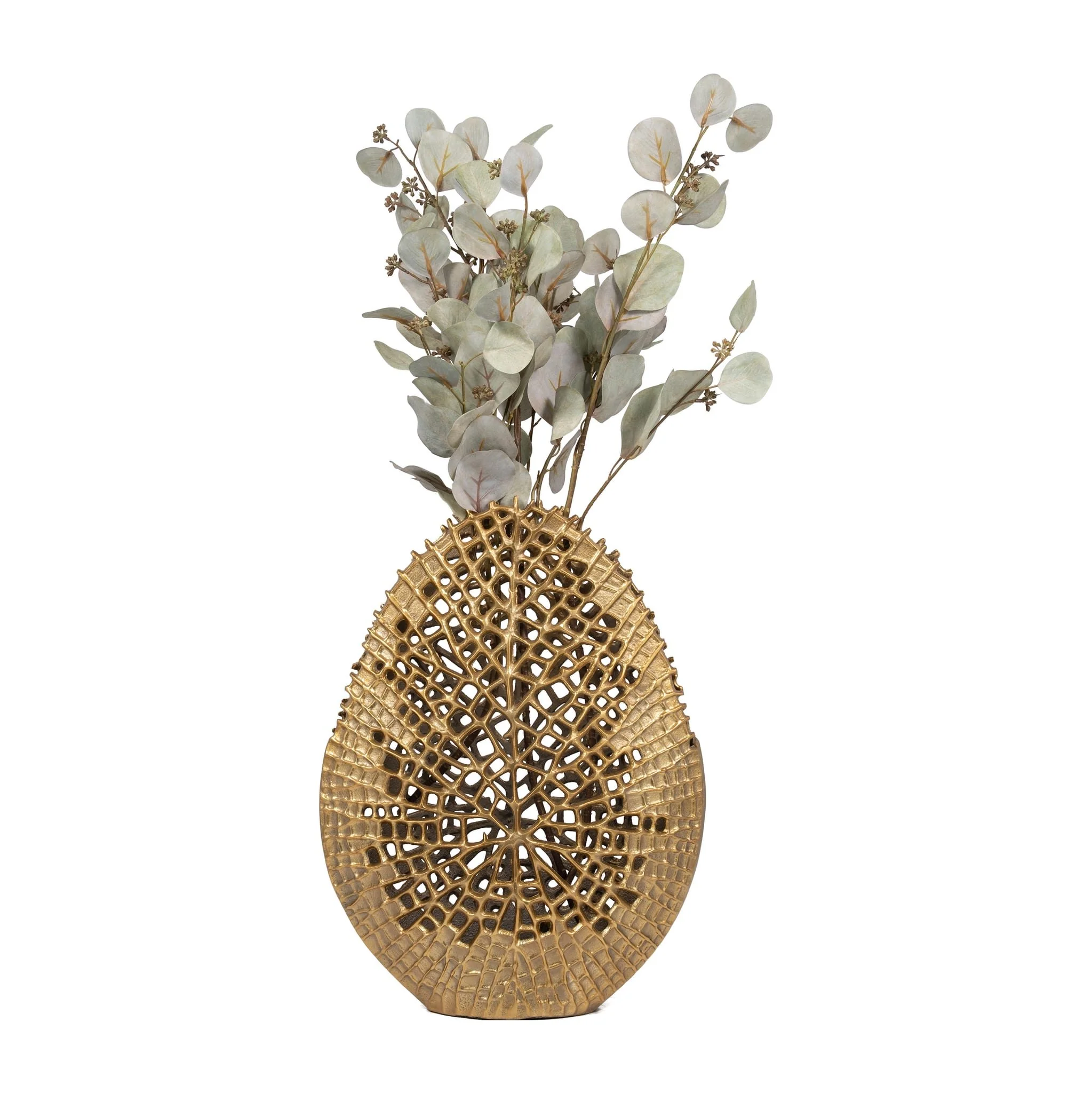Metal, 18" Contemporary Vase, Gold - Image 4