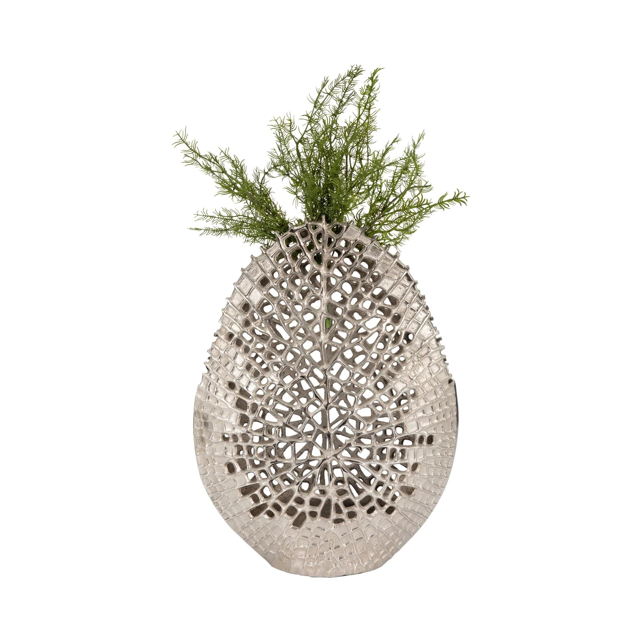 Metal, 18" Contemporary Vase, Silver - Image 2