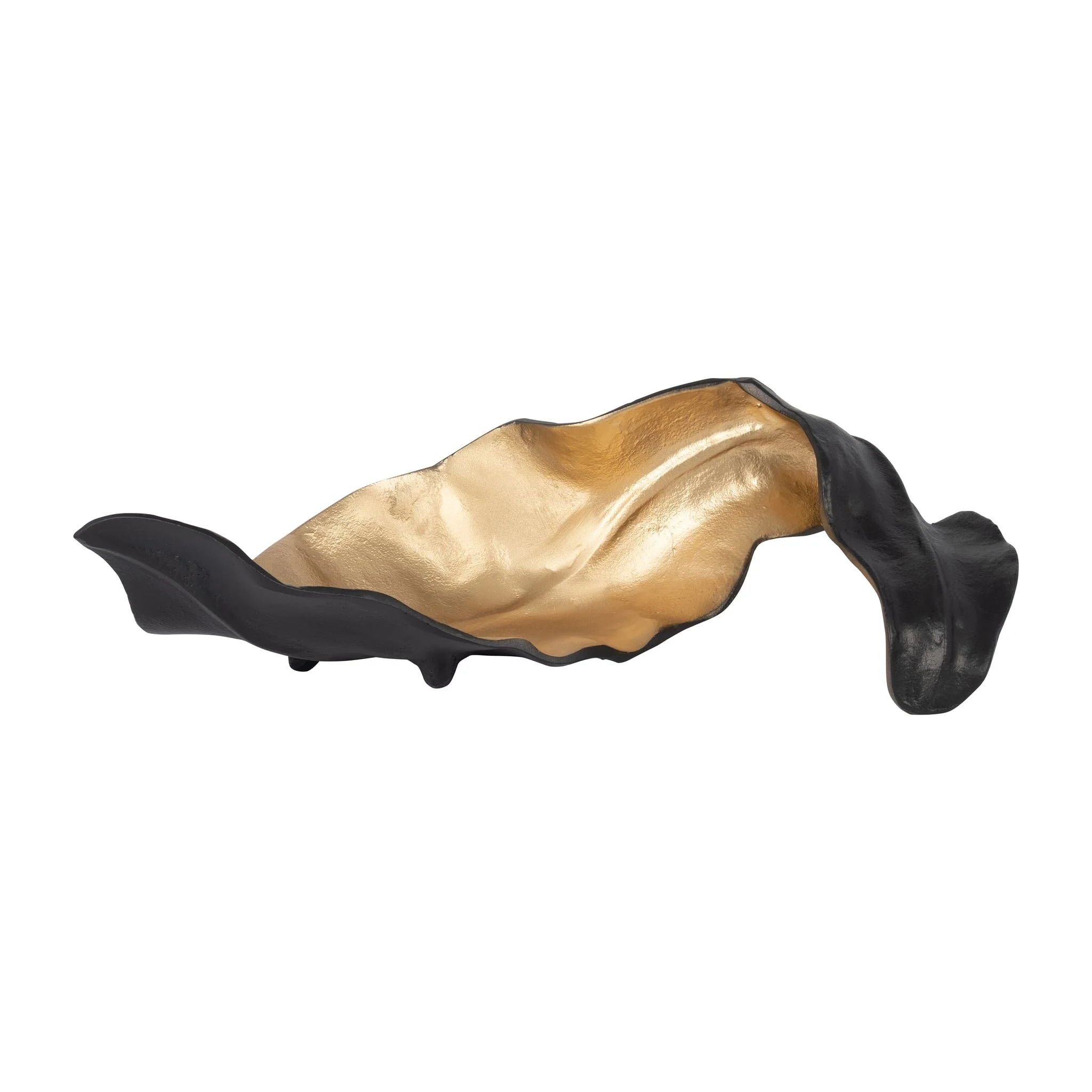 Metal 18" Curled Leaf, Black/gold - Image 2