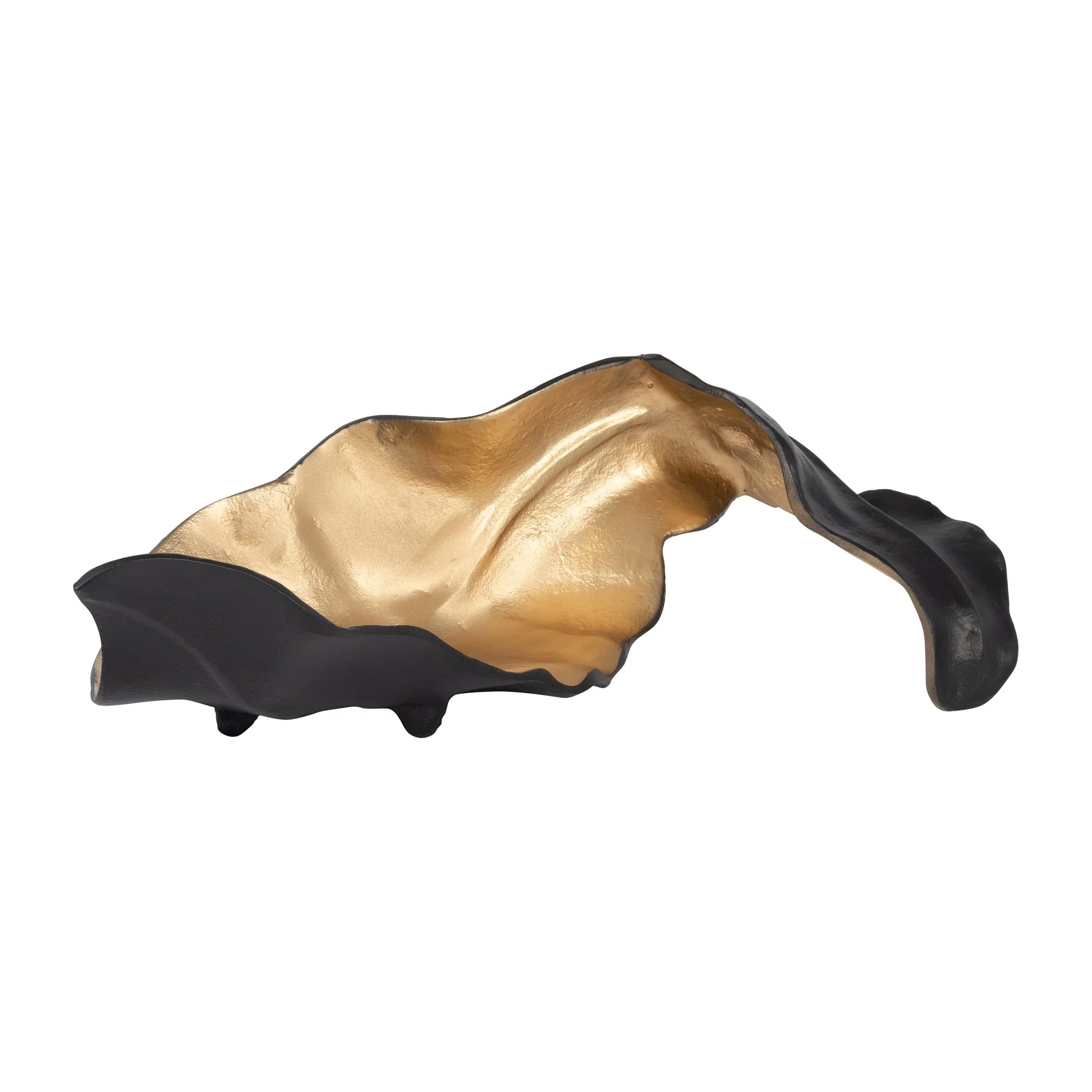 Metal 18" Curled Leaf, Black/gold - Image 3