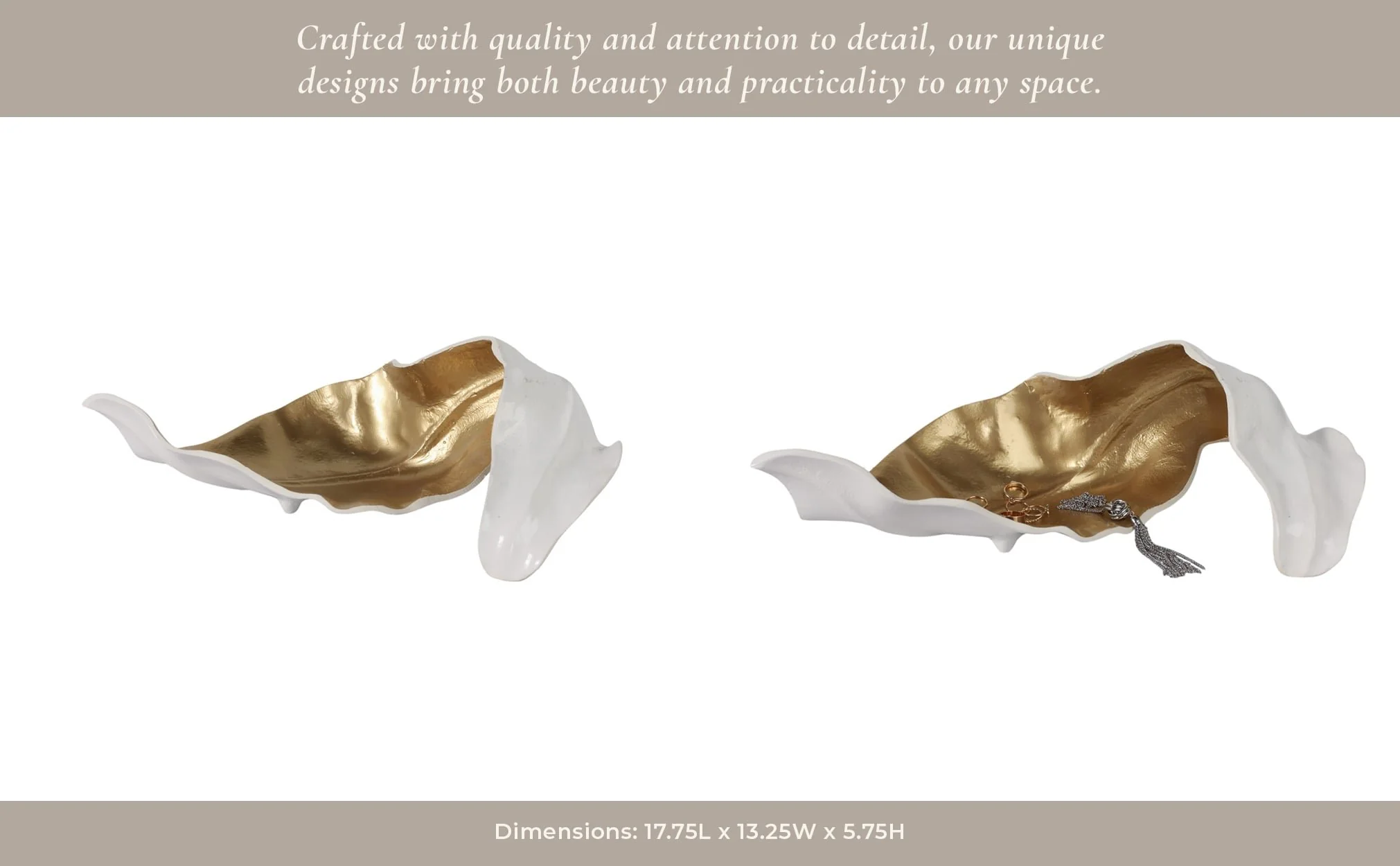 Metal 18" Curled Leaf, Ivory/gold - Image 12