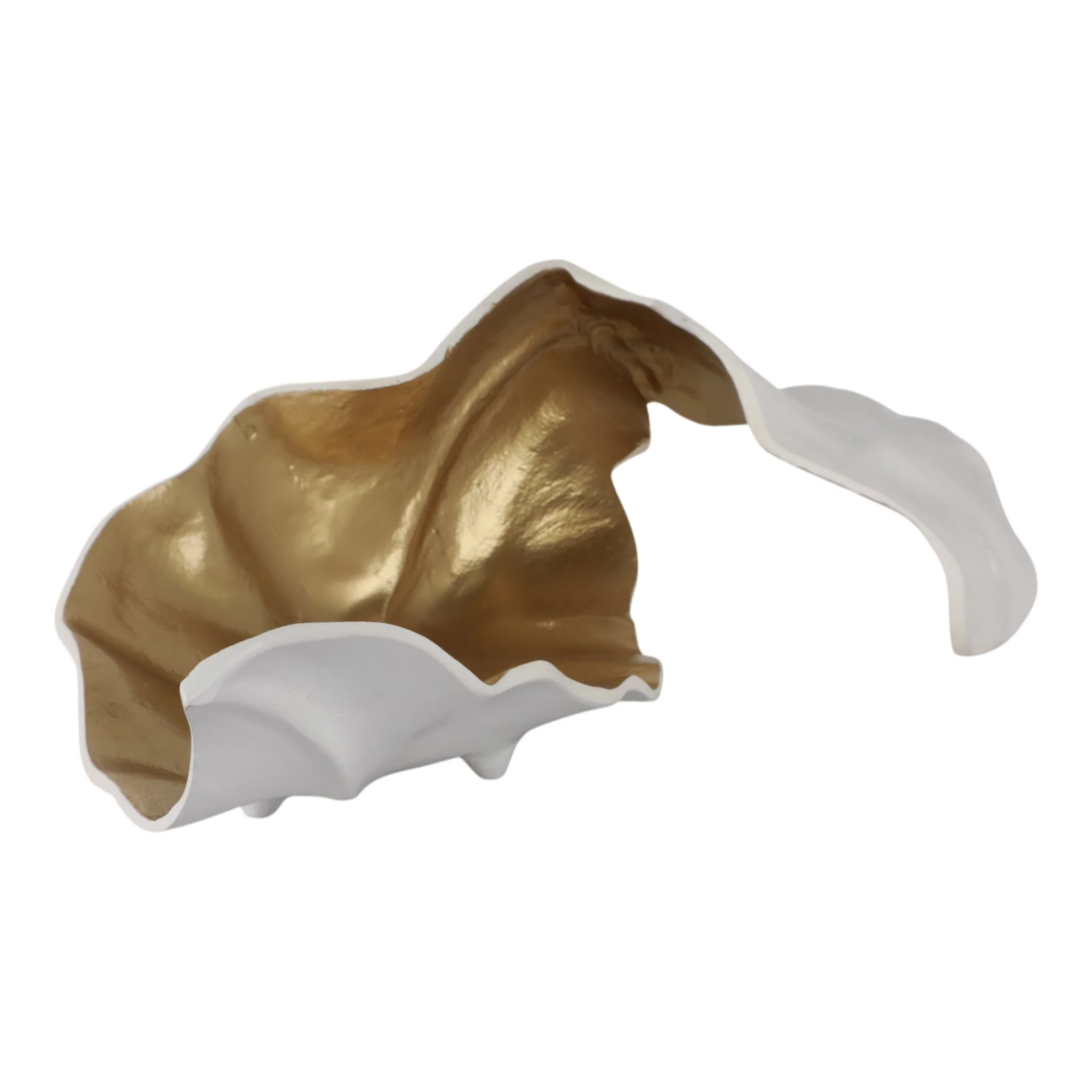 Metal 18" Curled Leaf, Ivory/gold - Image 3