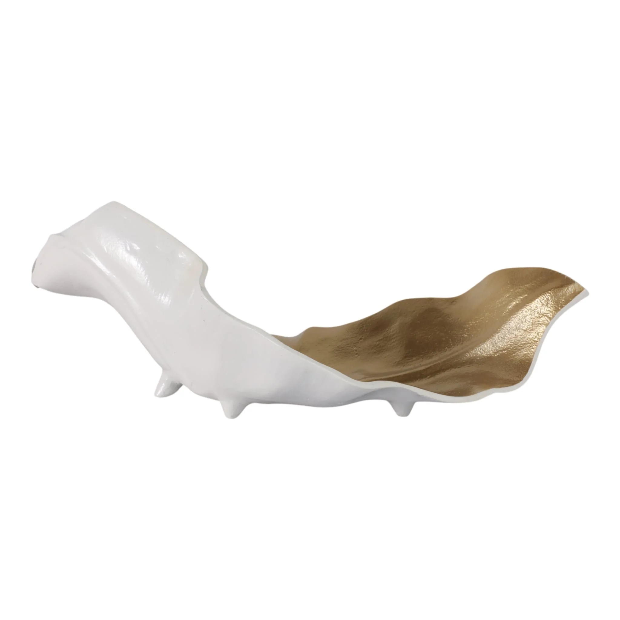 Metal 18" Curled Leaf, Ivory/gold - Image 4