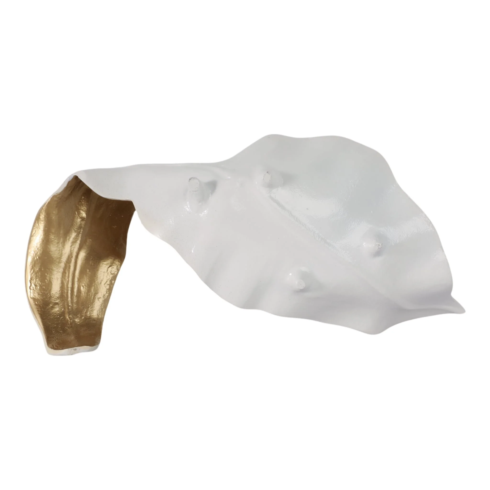 Metal 18" Curled Leaf, Ivory/gold - Image 7