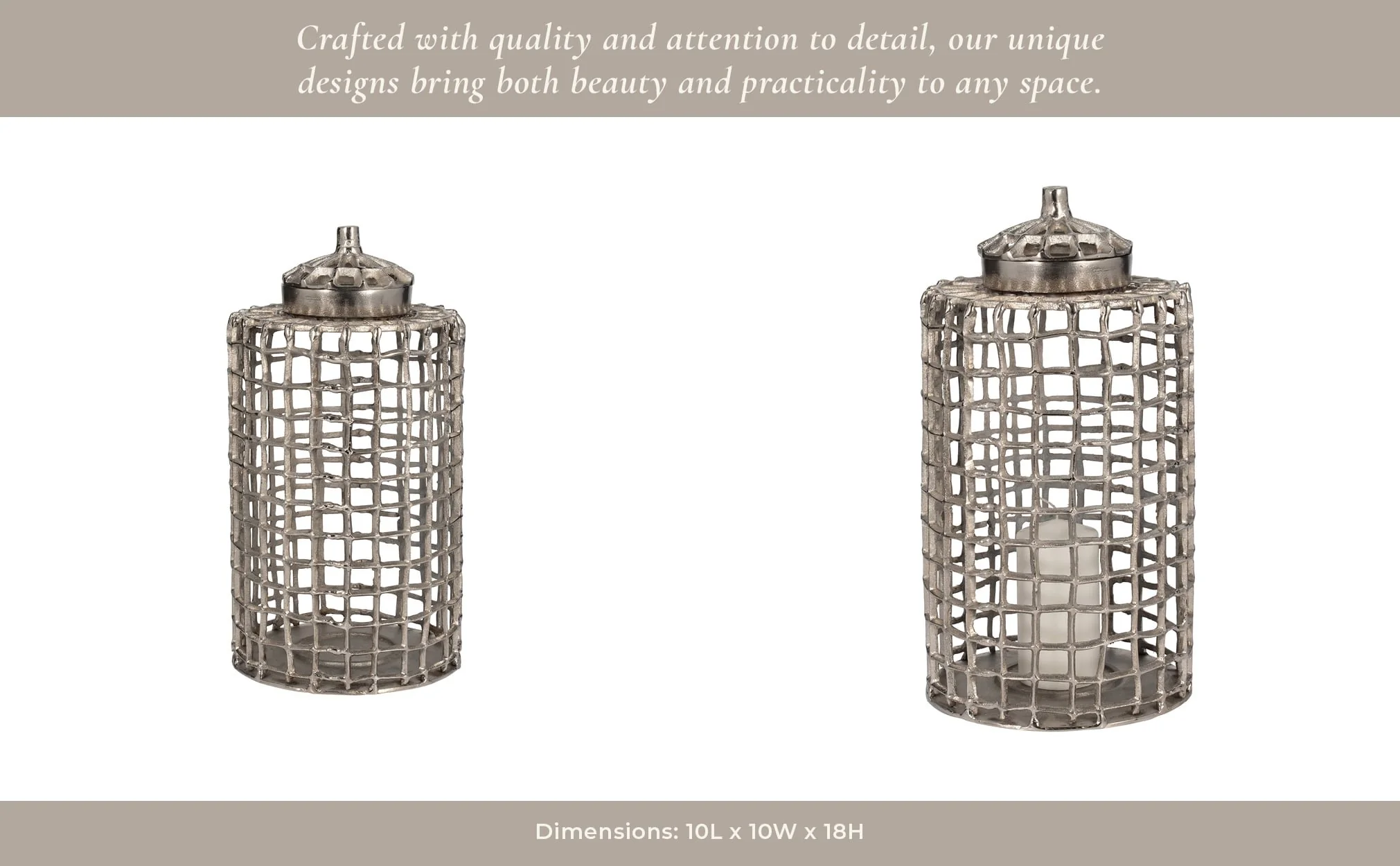 Metal, 18" Lidded Jar, Silver - Image 15